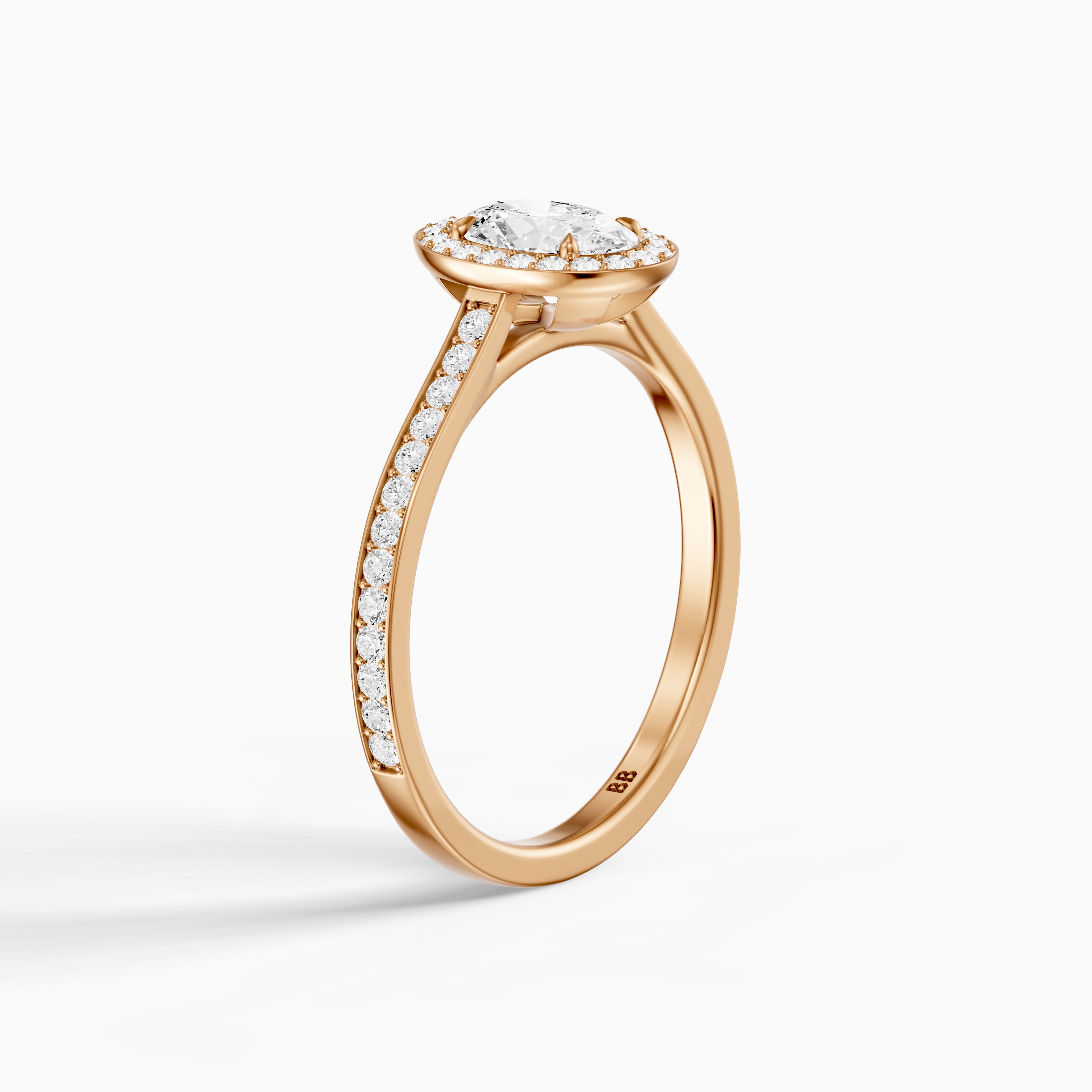 Delaney Oval Cut Halo Channel Set Moissanite Diamond Ring