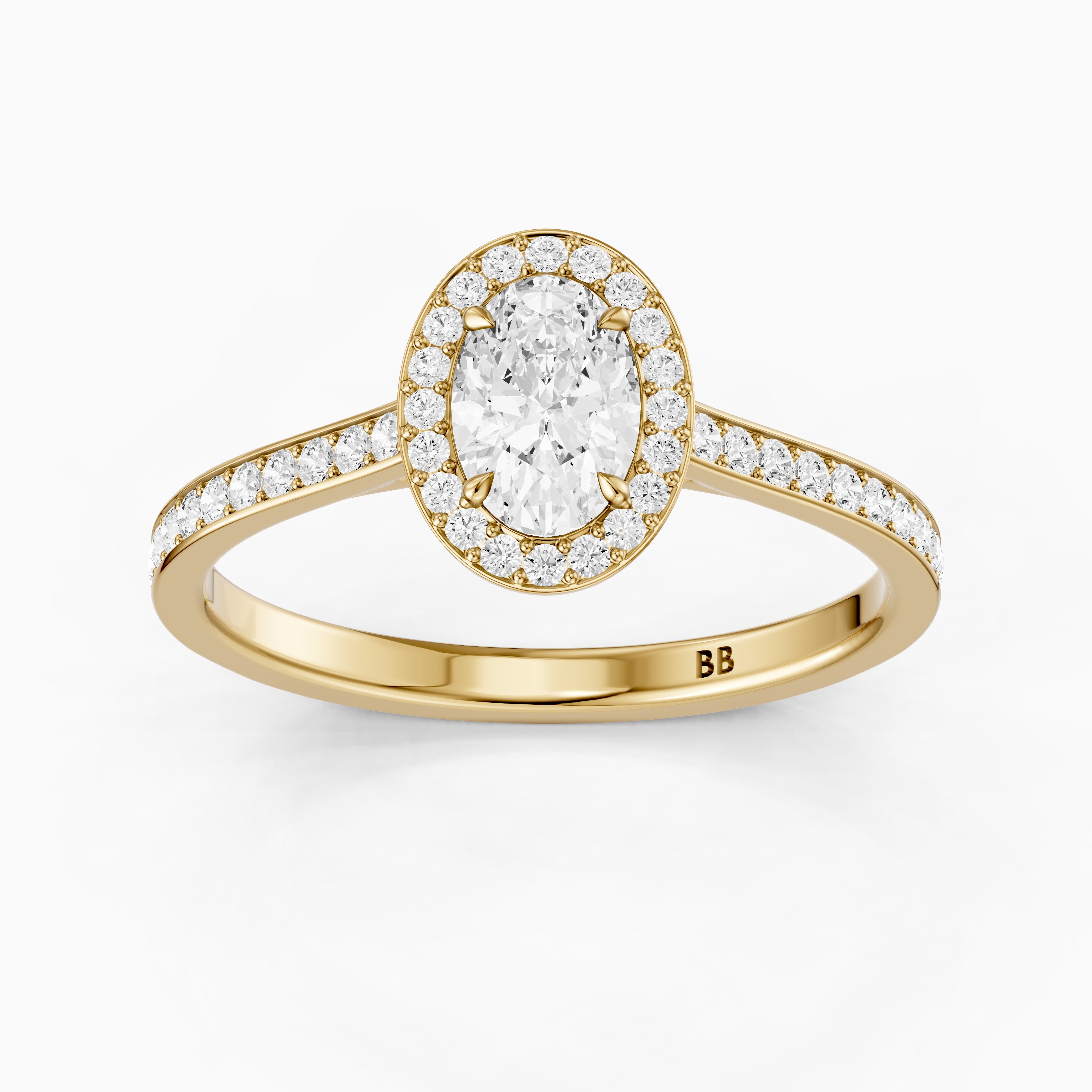 Delaney Oval Cut Halo Channel Set Moissanite Diamond Ring