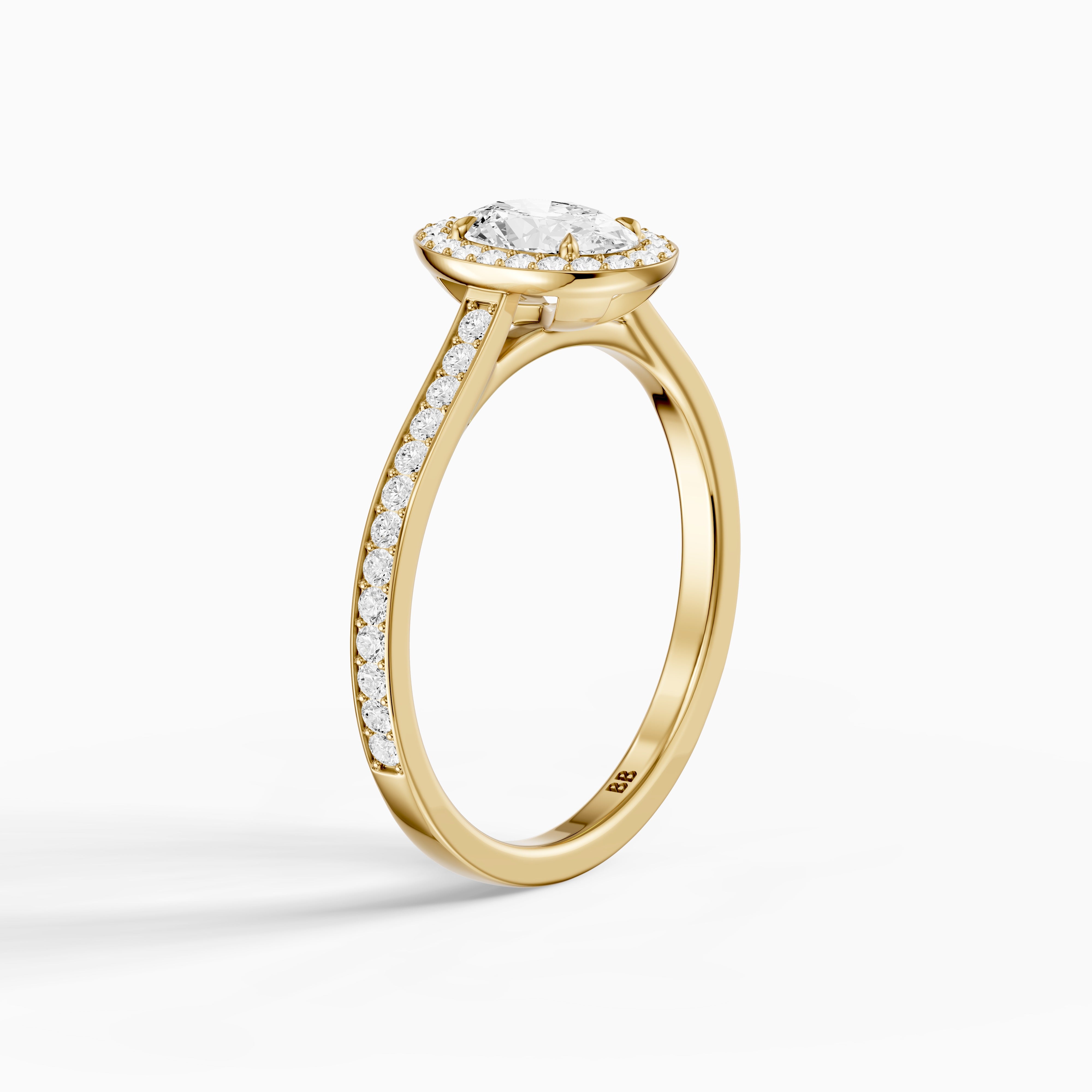 Delaney Oval Cut Halo Channel Set Moissanite Diamond Ring