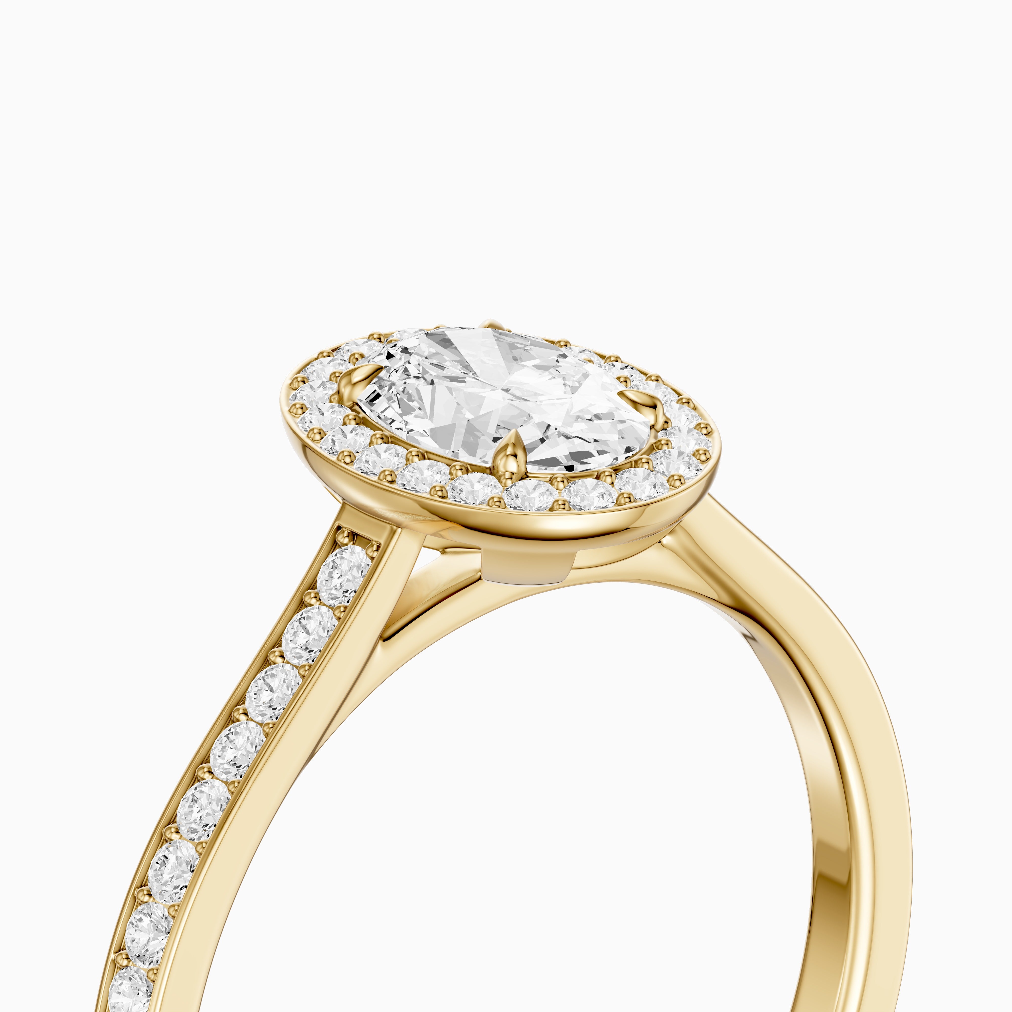 Delaney Oval Cut Halo Channel Set Moissanite Diamond Ring