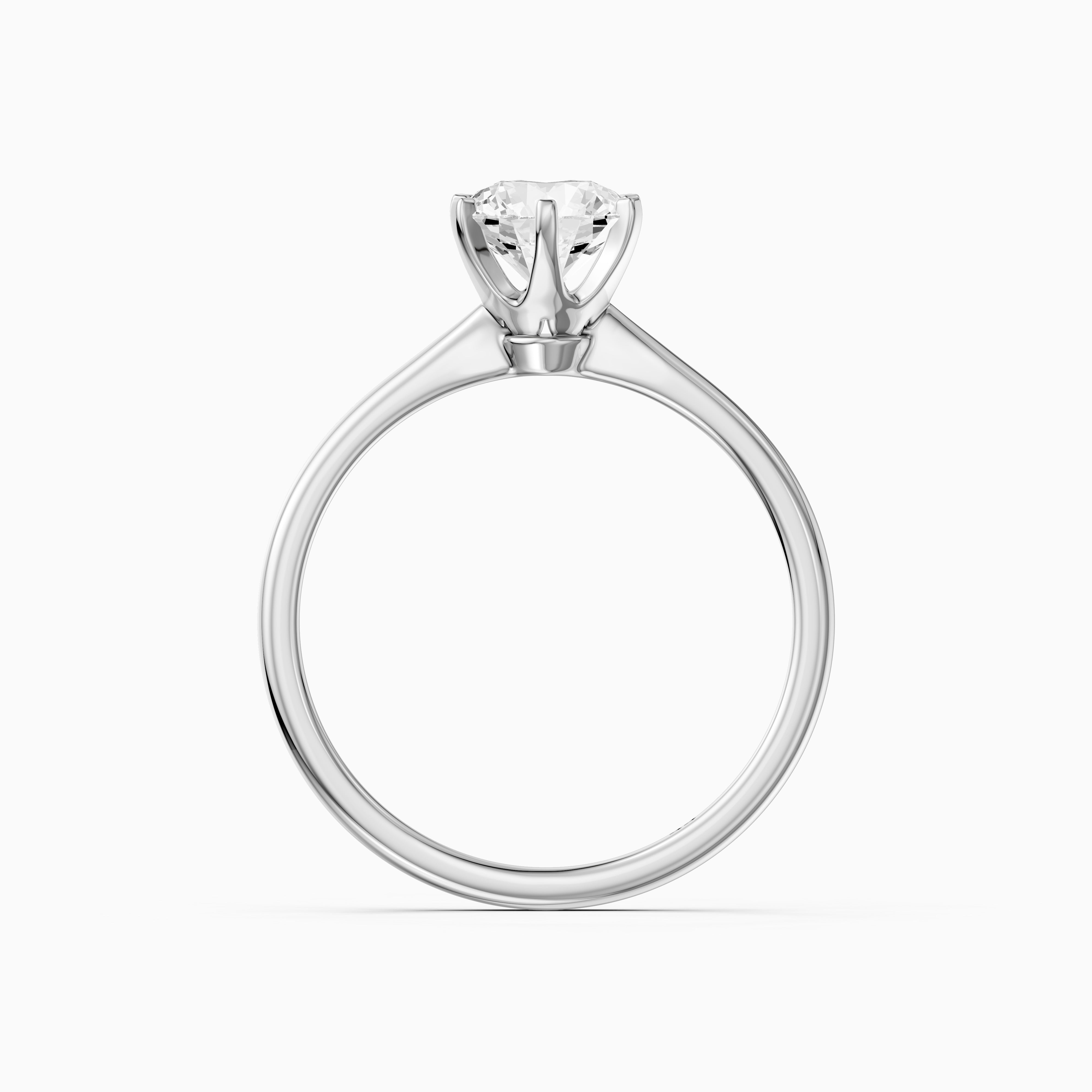 Kairah 6 Prong Round Cut Solitaire Moissanite Diamond Ring
