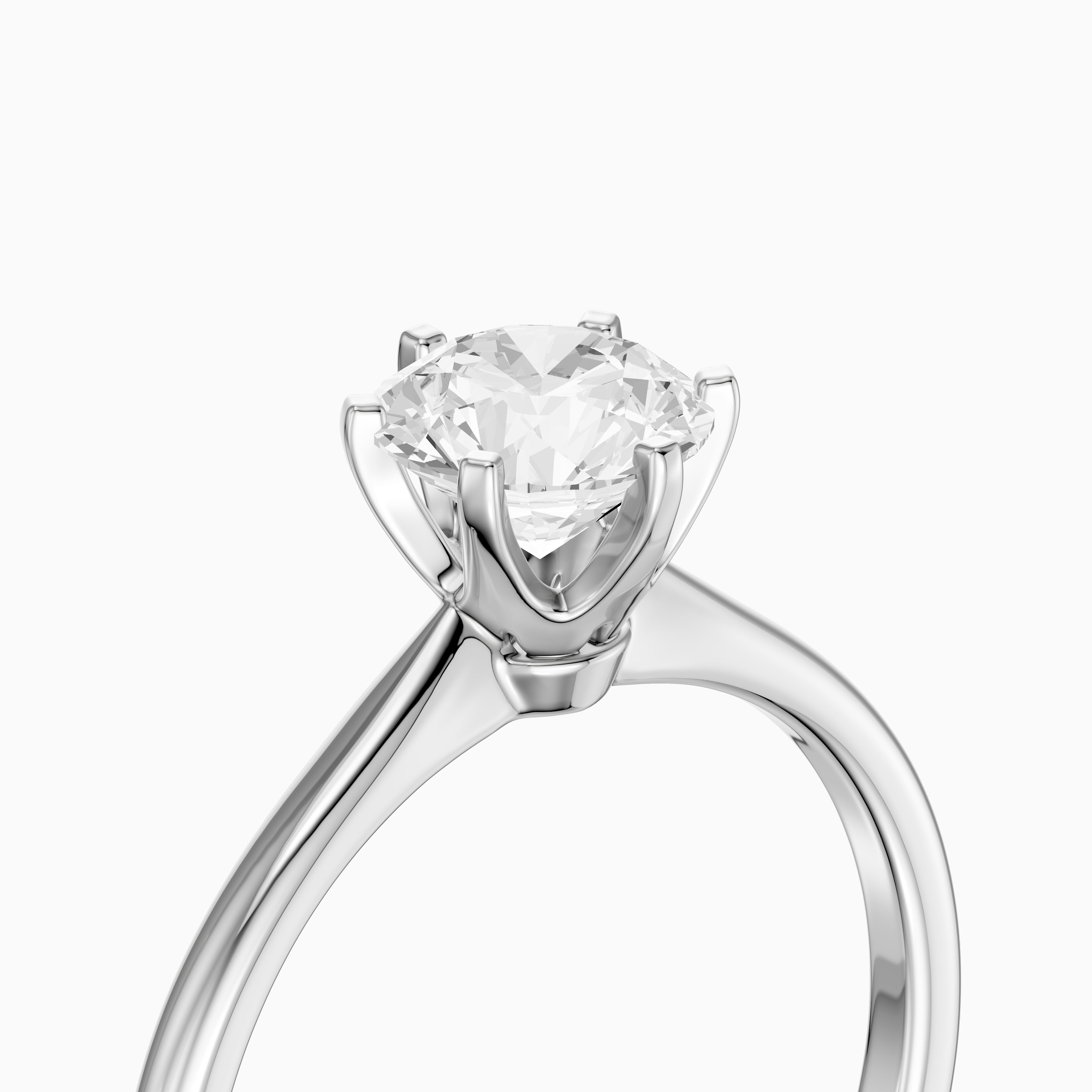 Kairah 6 Prong Round Cut Solitaire Moissanite Diamond Ring