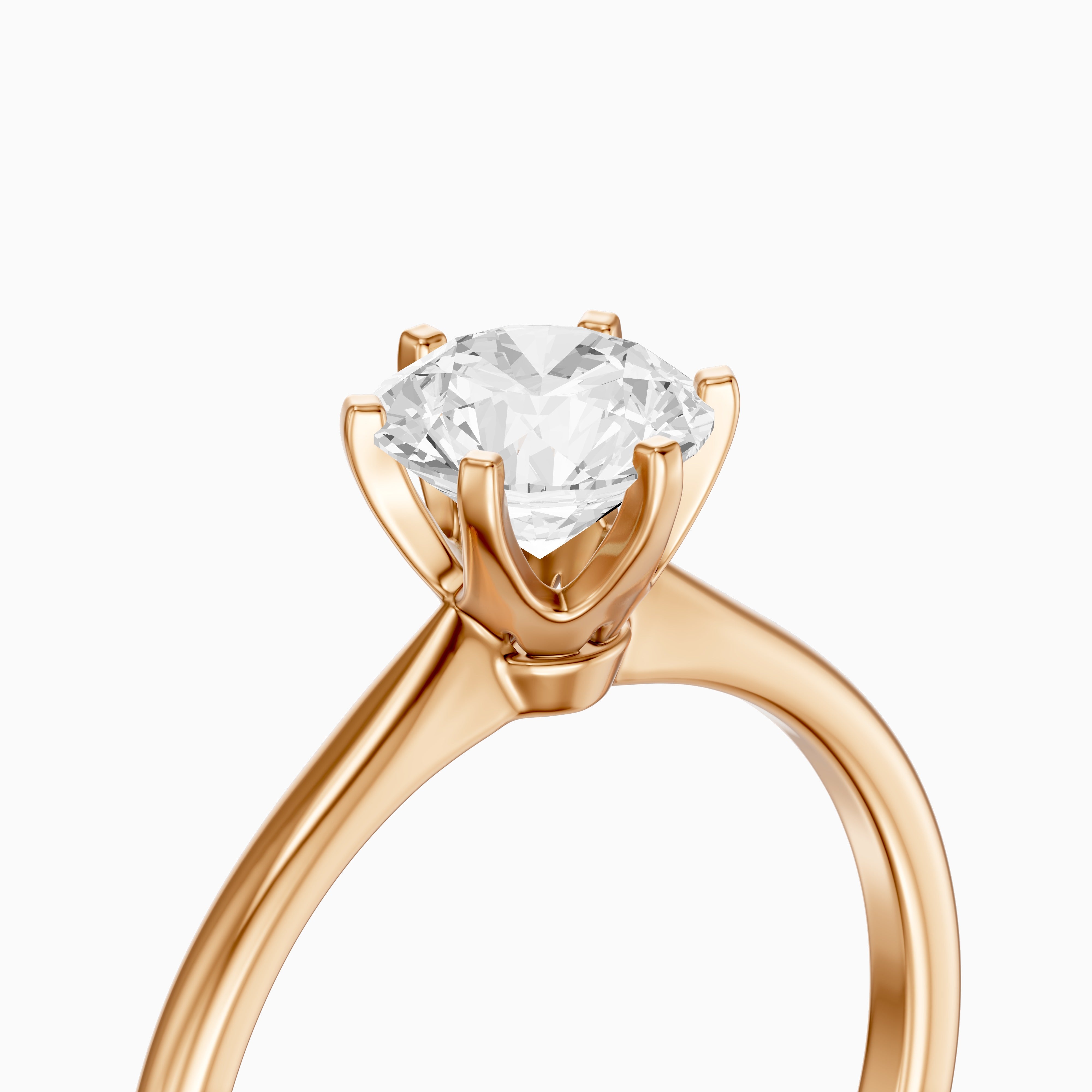 Kairah 6 Prong Round Cut Solitaire Moissanite Diamond Ring