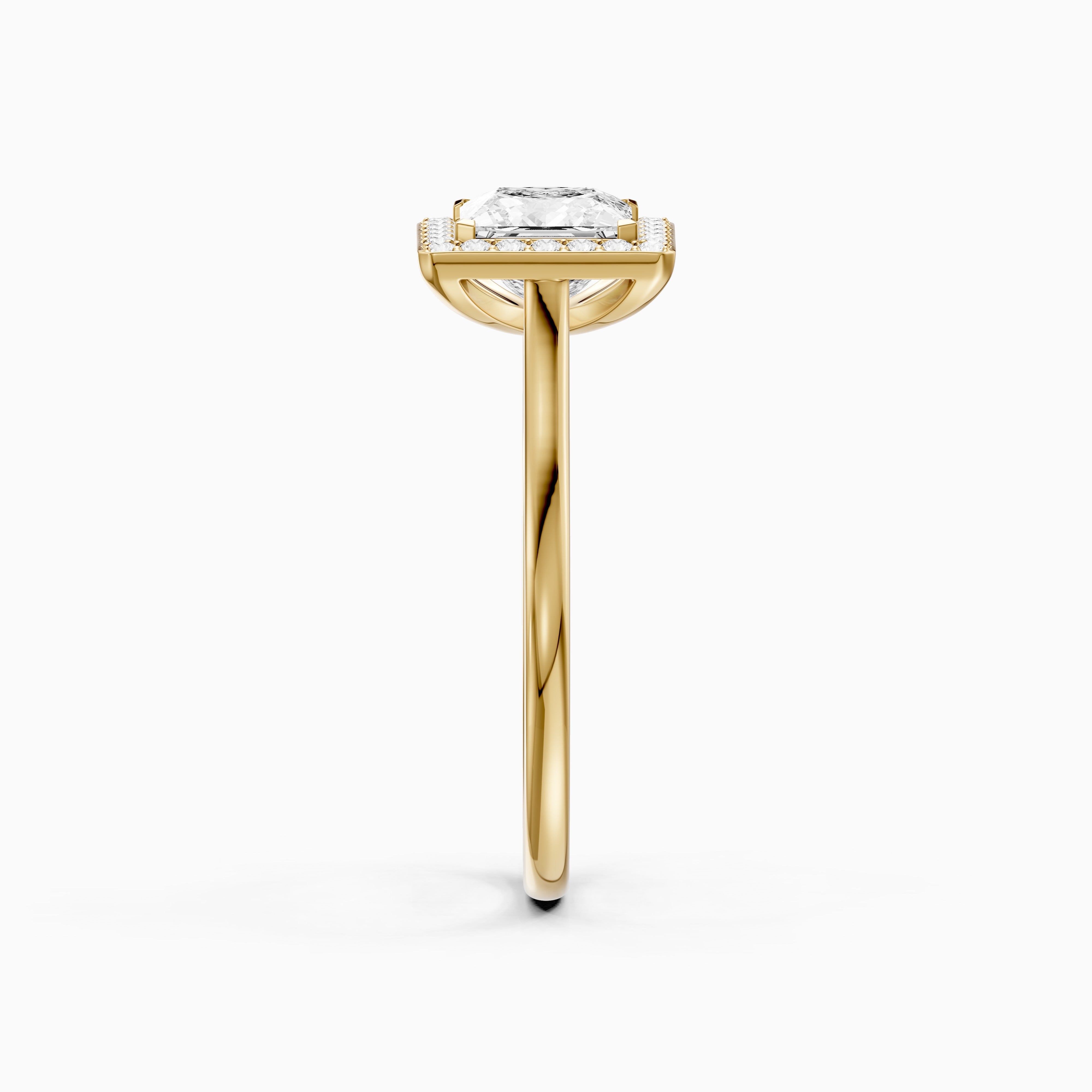 Kendre Princess Cut Halo Cathedral Style Moissanite Diamond Ring