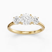 Kenlee Three Stone Round Cut Cathedral Lab Grown Diamond Ring