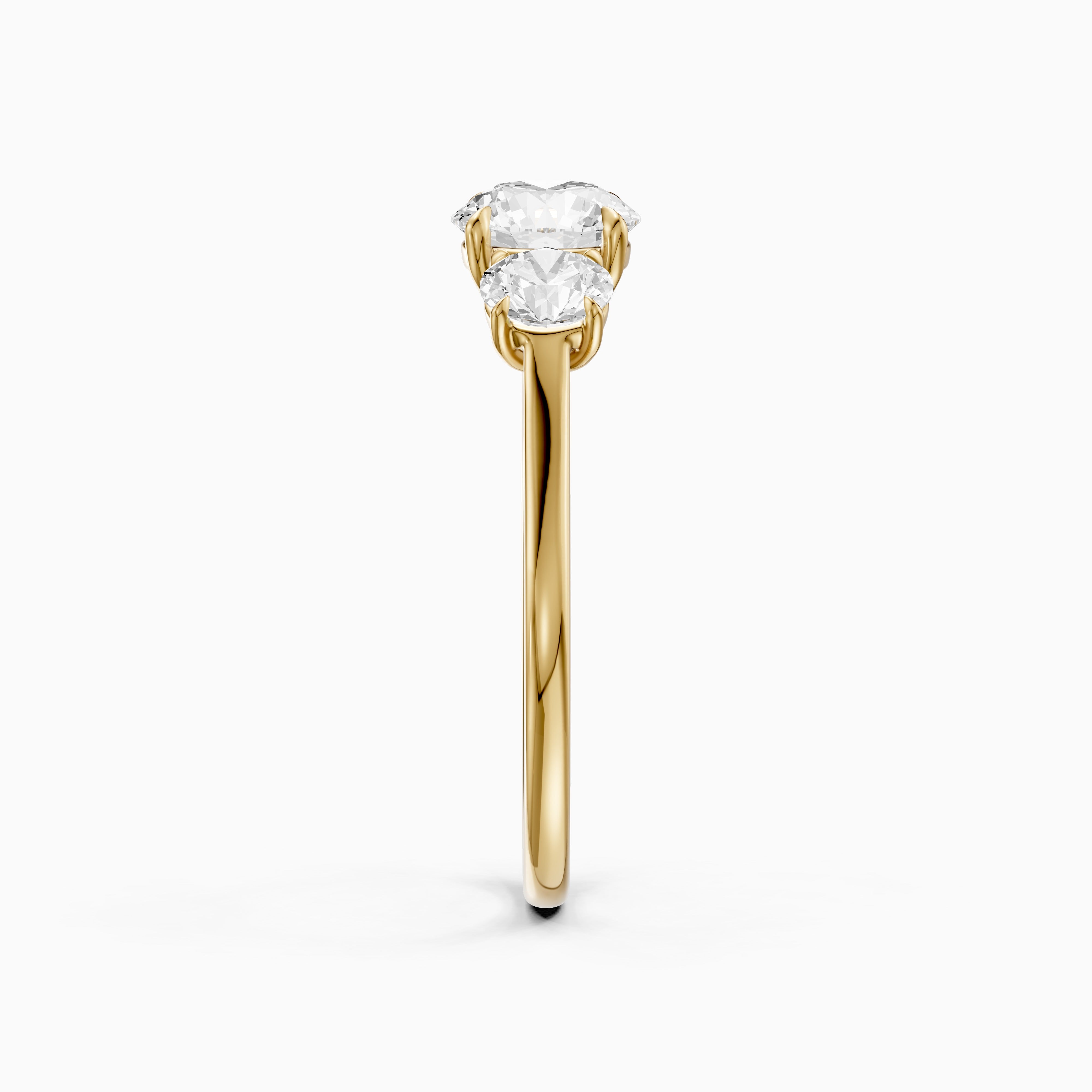 Kenlee Three Stone Round Cut Cathedral Lab Grown Diamond Ring