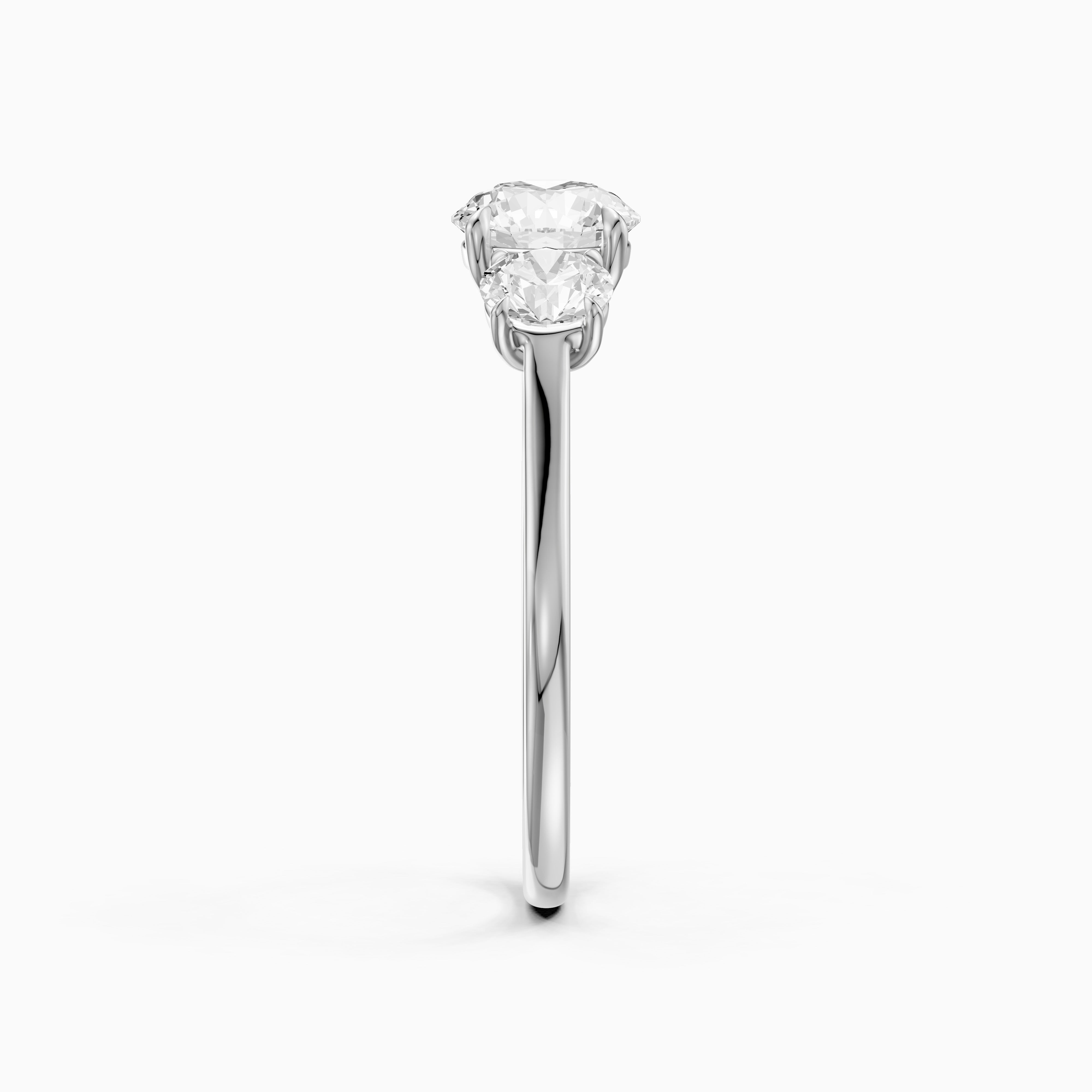 Kenlee Three Stone Round Cut Cathedral Lab Grown Diamond Ring