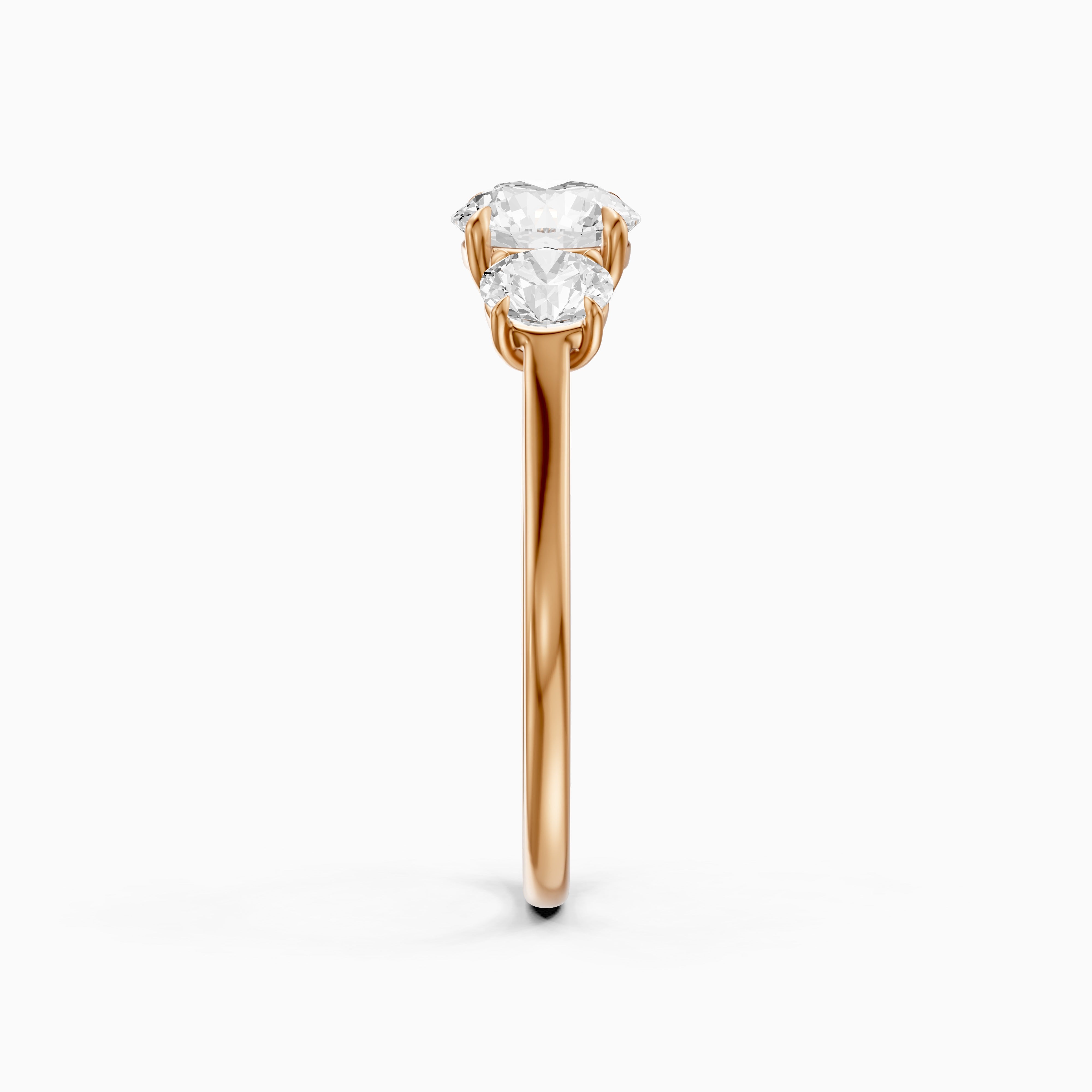 Kenlee Three Stone Round Cut Cathedral Lab Grown Diamond Ring