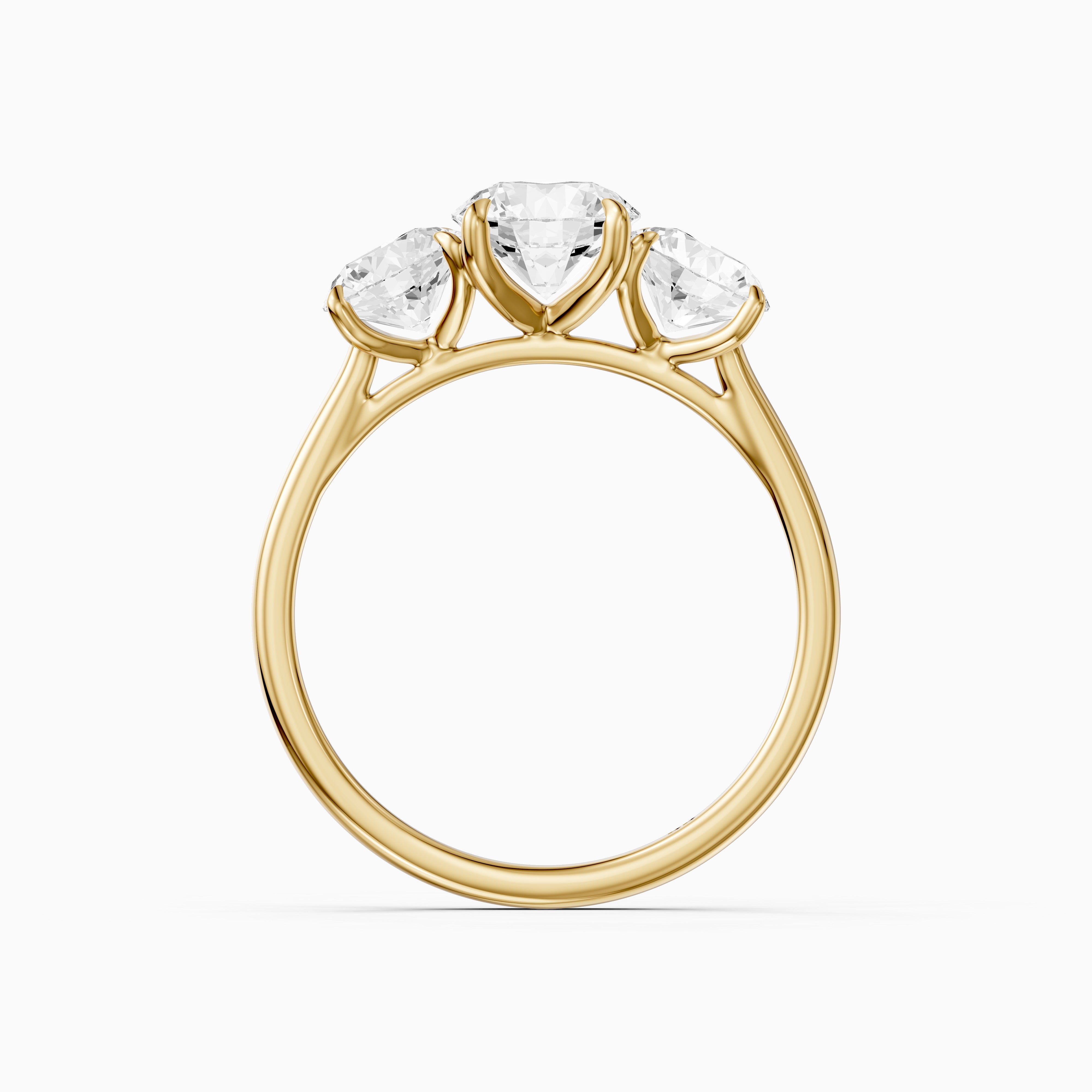 Kassie Round Cut Three Stone Cathedral Style Lab Grown Diamond Ring