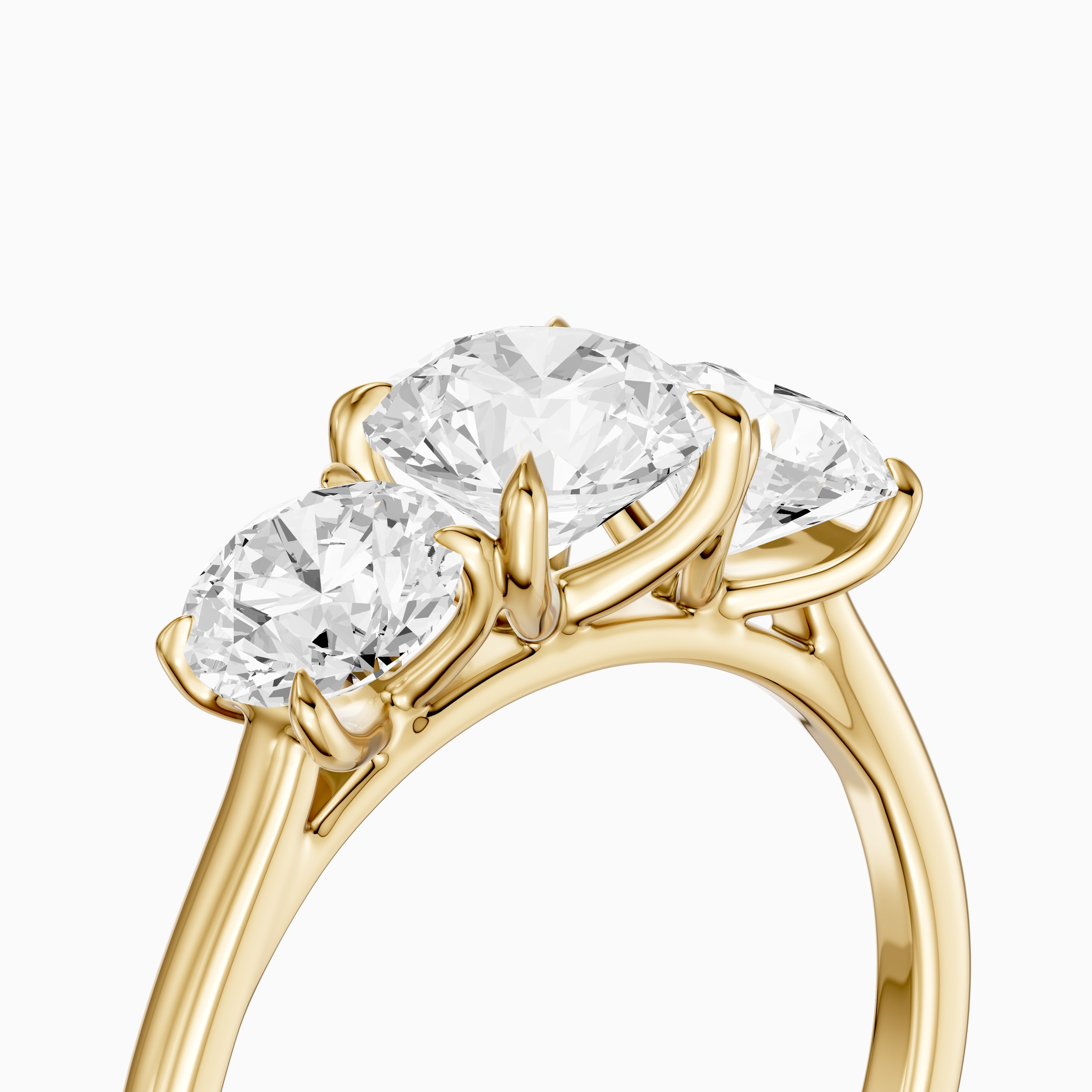 Kassie Round Cut Three Stone Cathedral Style Lab Grown Diamond Ring