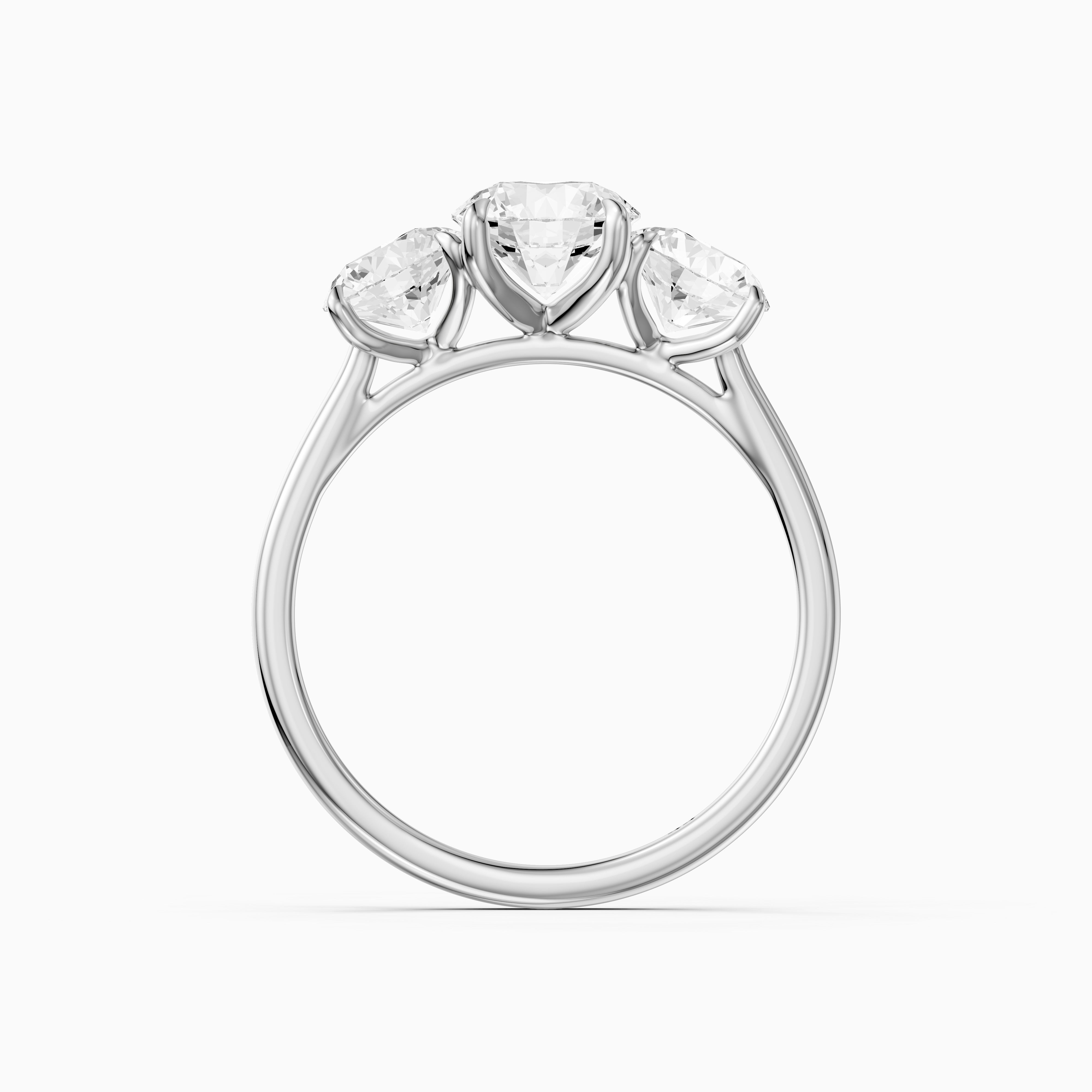 Kassie Round Cut Three Stone Cathedral Style Lab Grown Diamond Ring