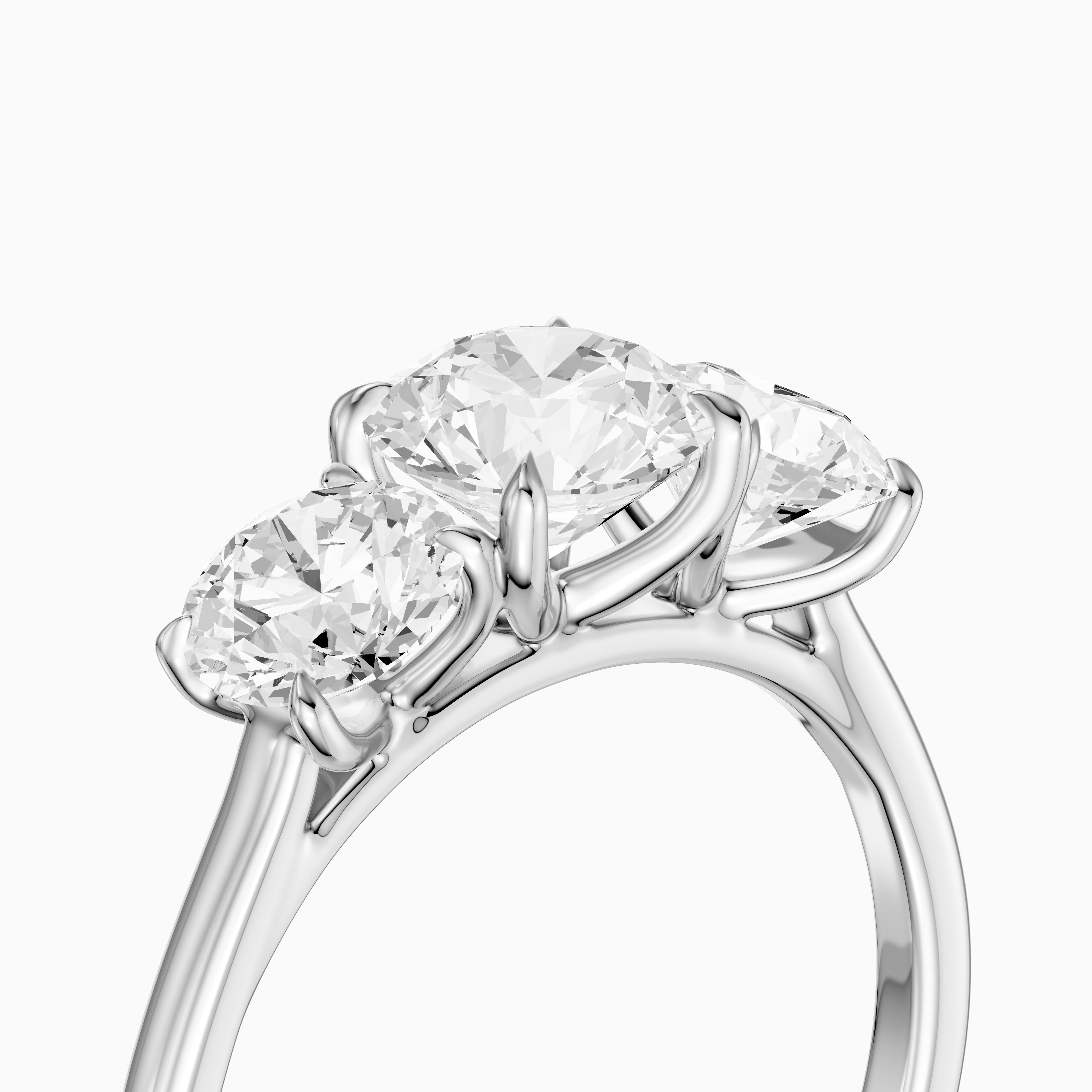 Kassie Round Cut Three Stone Cathedral Style Lab Grown Diamond Ring