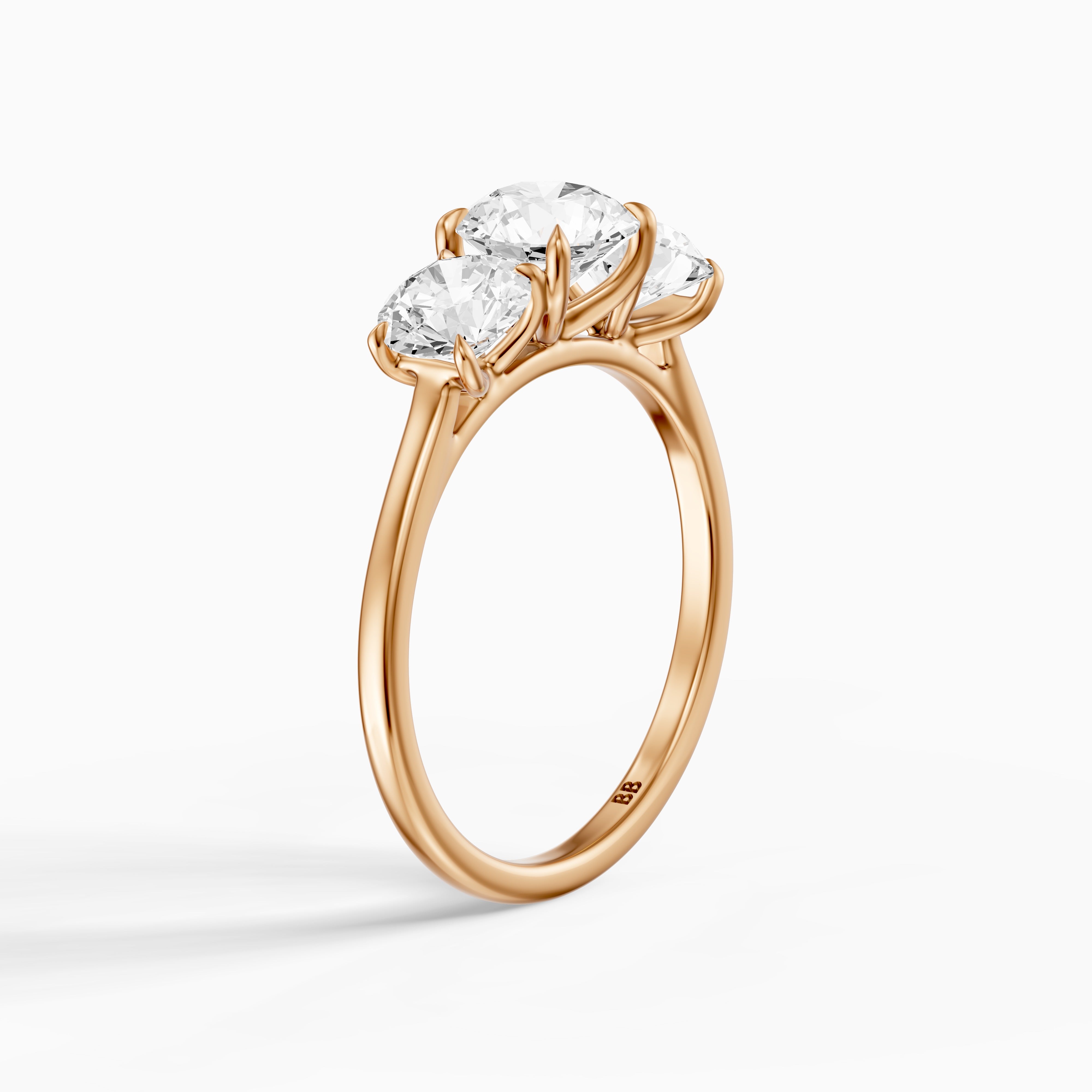 Kassie Round Cut Three Stone Cathedral Style Lab Grown Diamond Ring