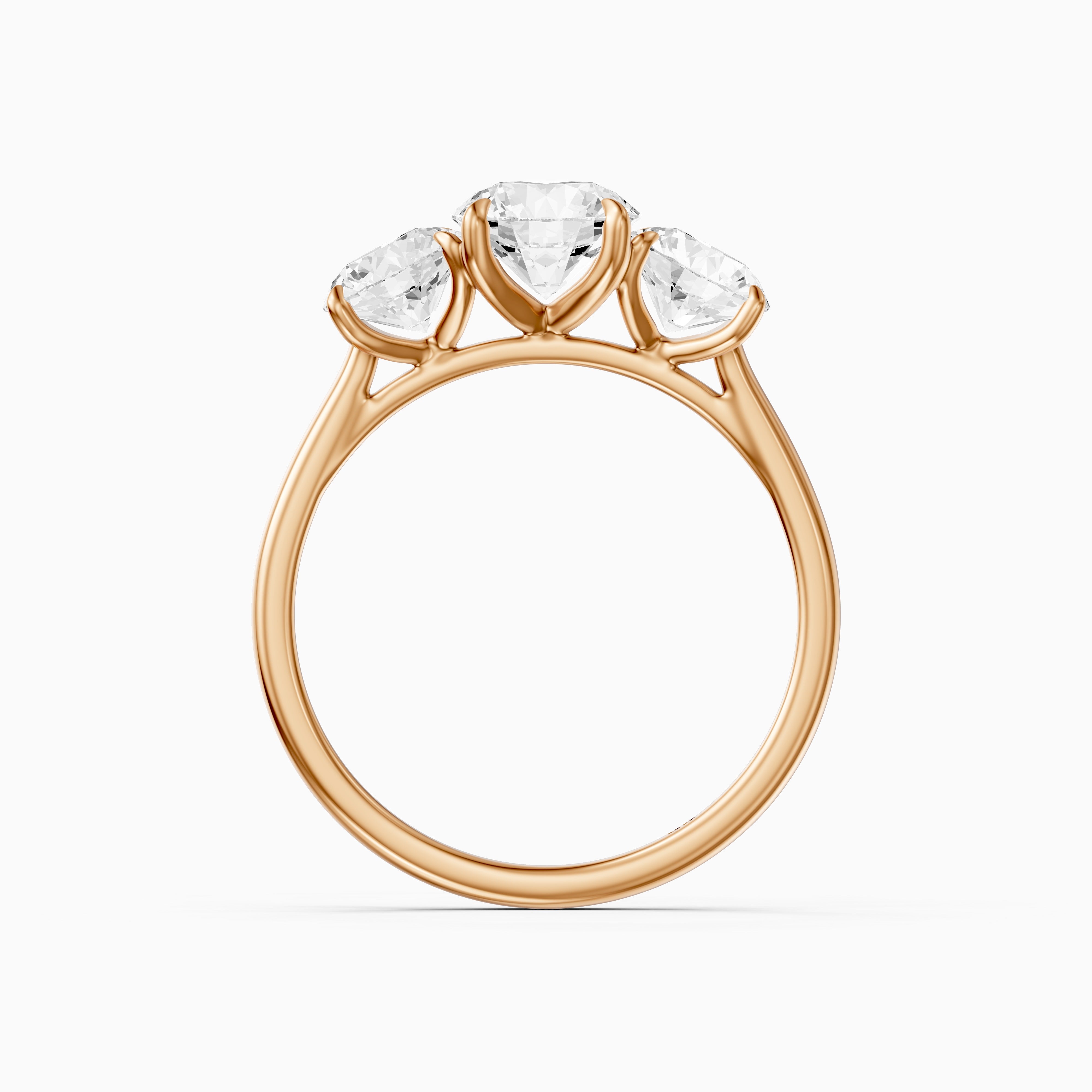 Kassie Round Cut Three Stone Cathedral Style Lab Grown Diamond Ring