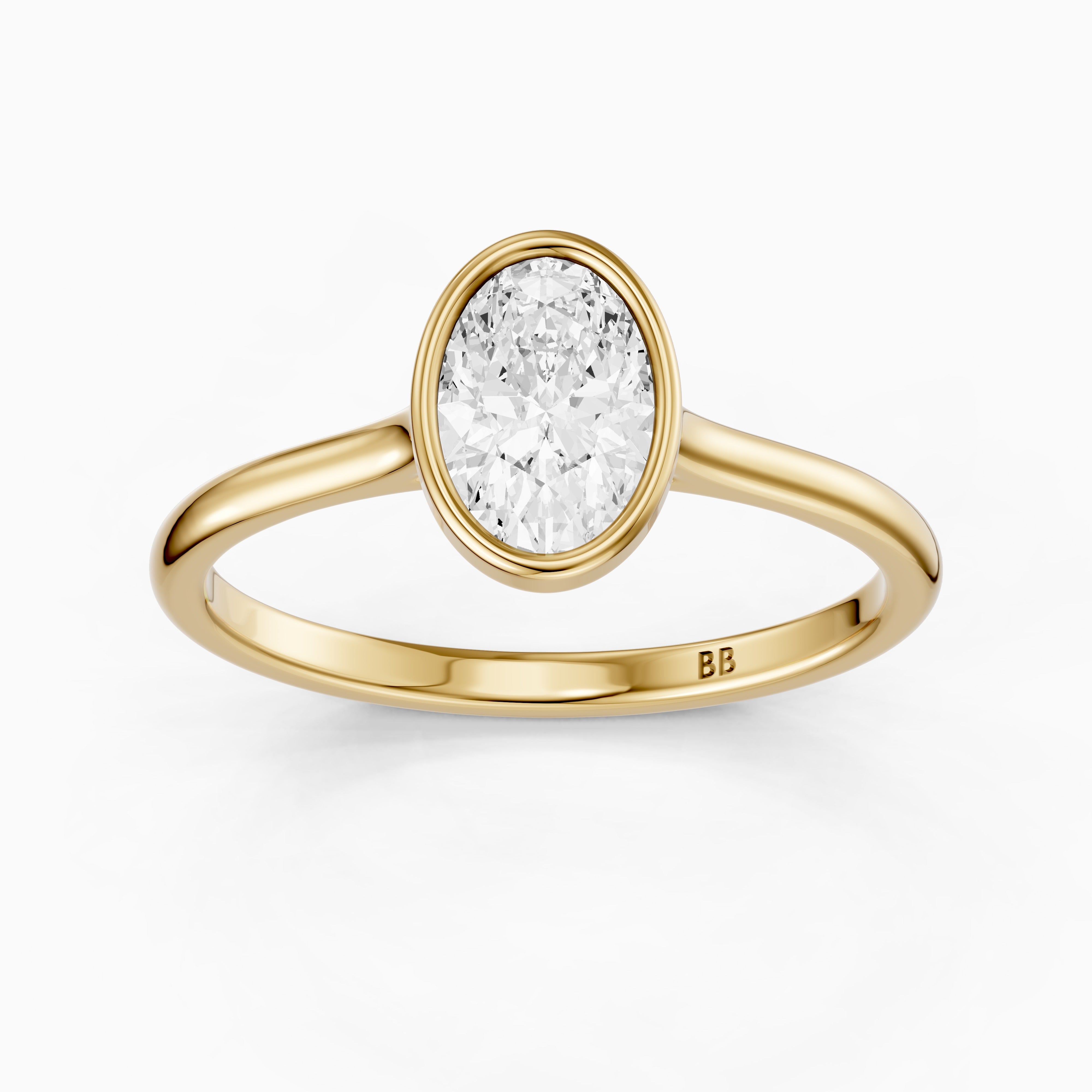 Nina Oval Cut Bezel Set Solitaire Lab Grown Diamond Ring