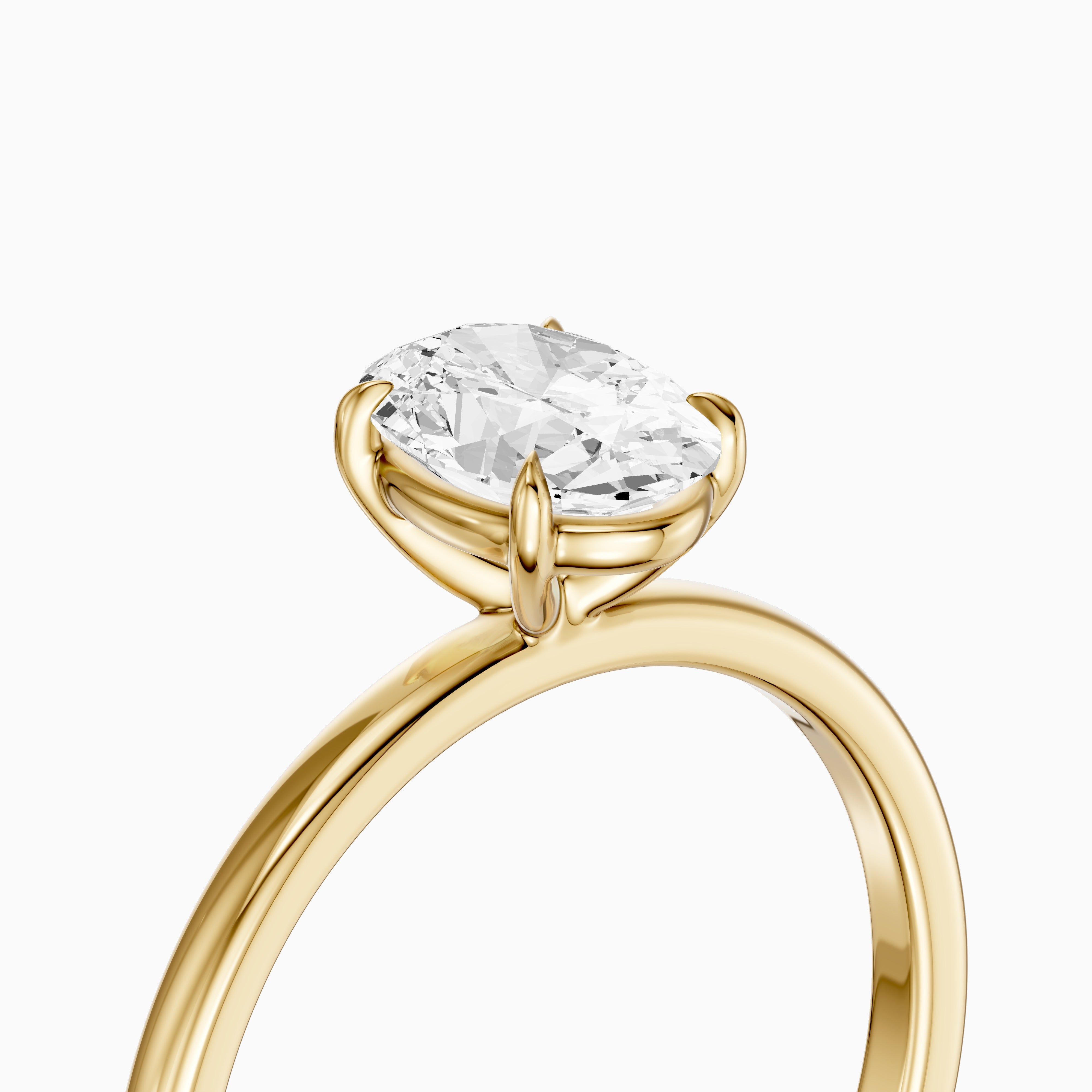 Hailey 4 Prong Oval Cut Solitaire Moissanite Diamond Ring
