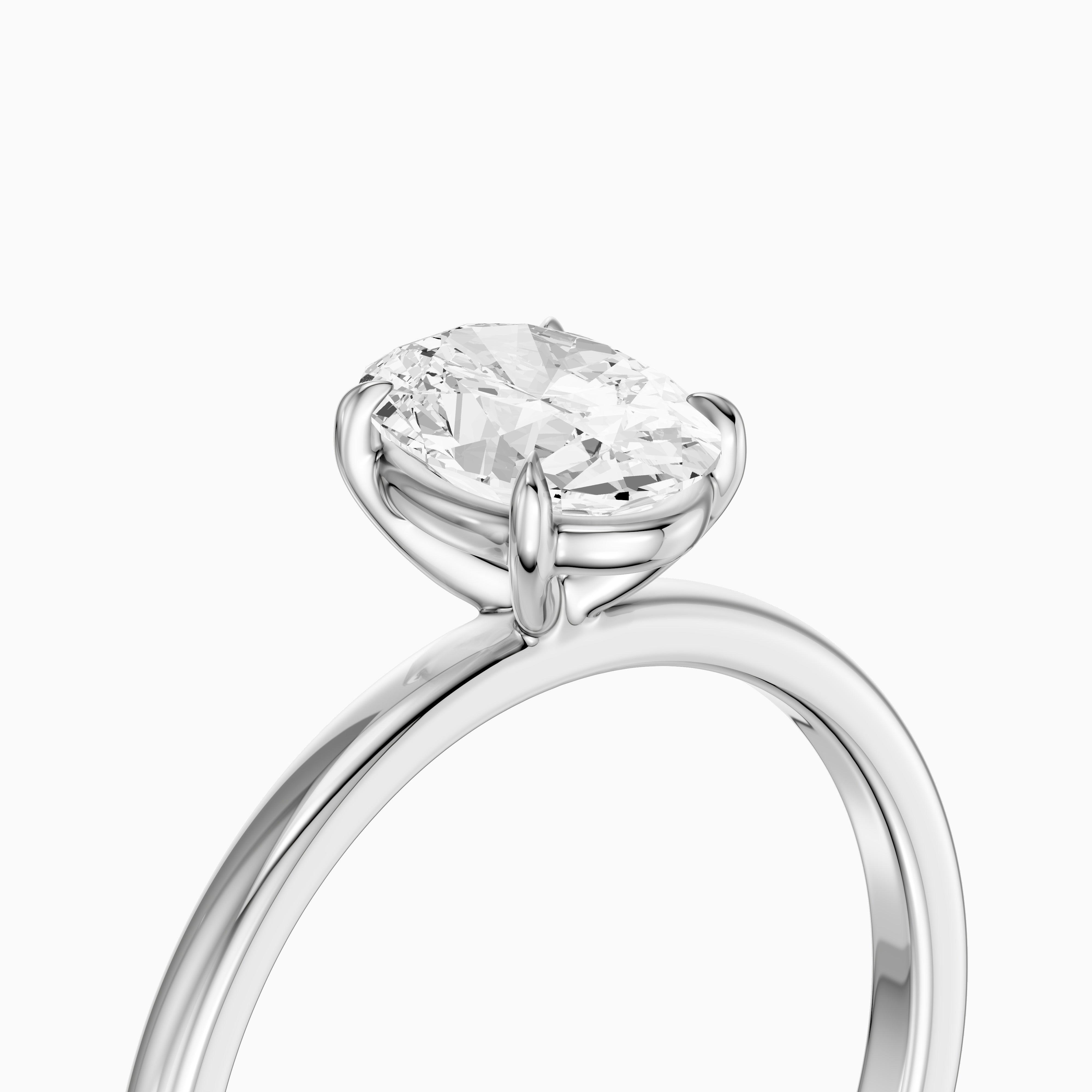 Hailey 4 Prong Oval Cut Solitaire Moissanite Diamond Ring