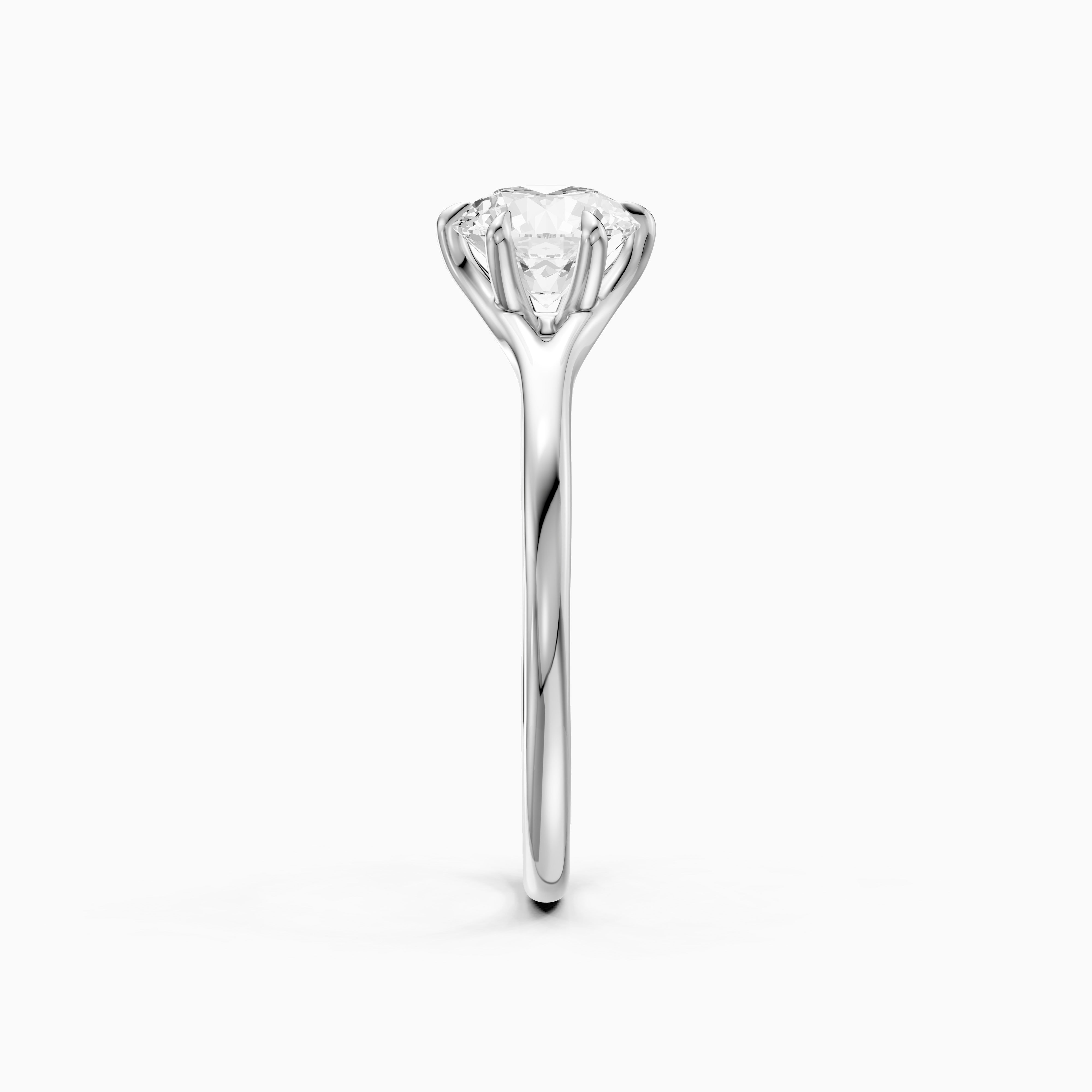 Dakota 6 Prong Round Cut Solitaire Split Shank Moissanite Diamond Ring