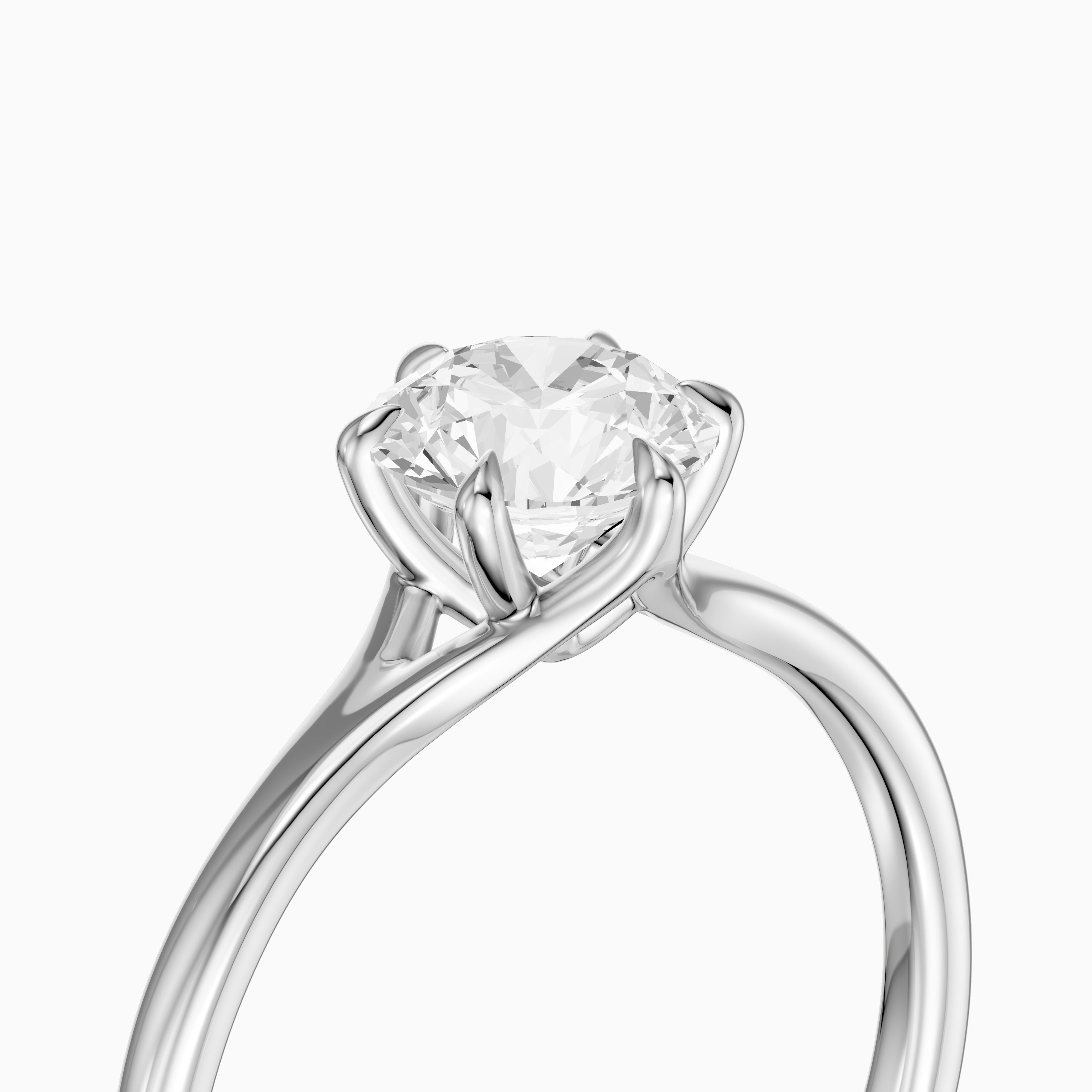Dakota 6 Prong Round Cut Solitaire Split Shank Moissanite Diamond Ring