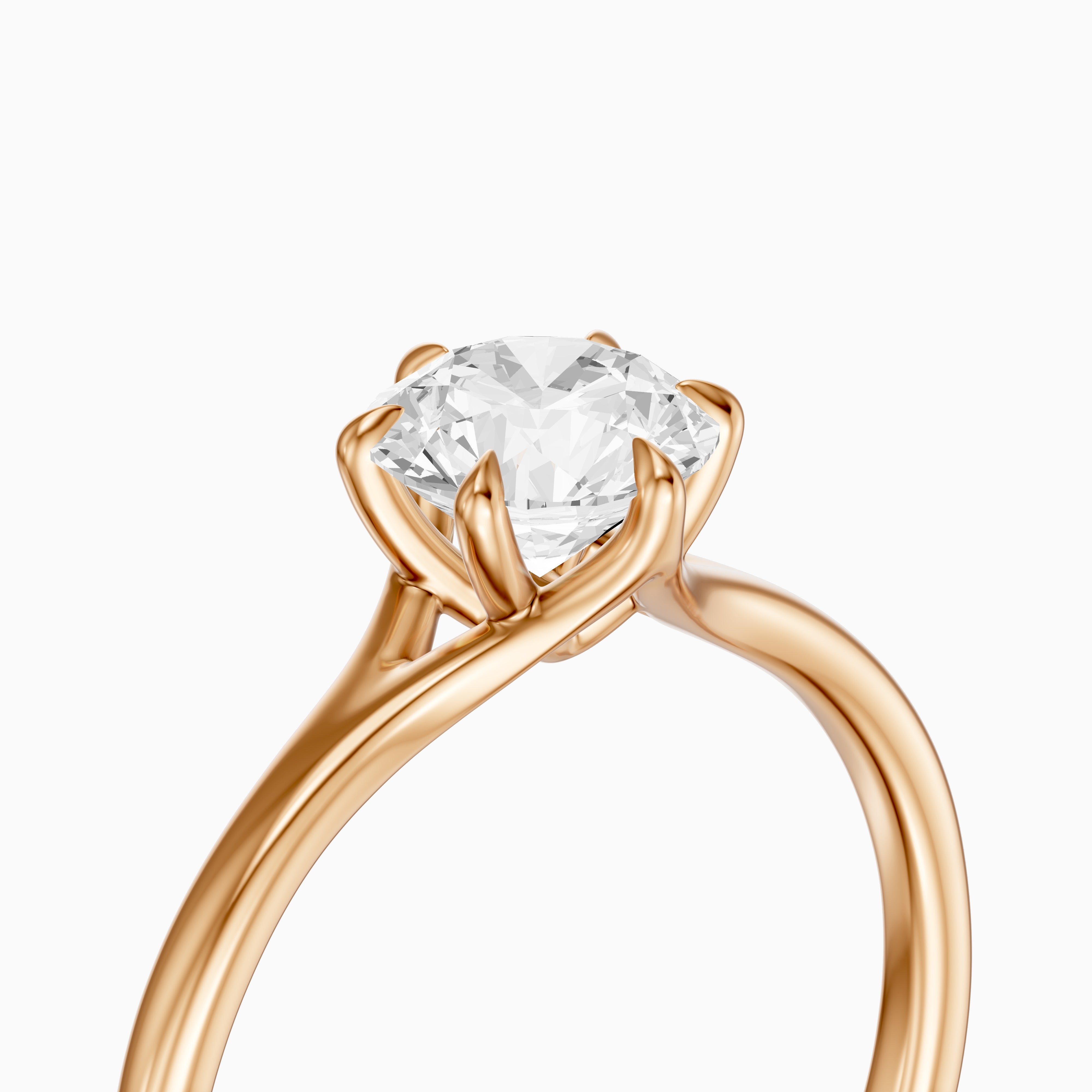 Dakota 6 Prong Round Cut Solitaire Split Shank Moissanite Diamond Ring