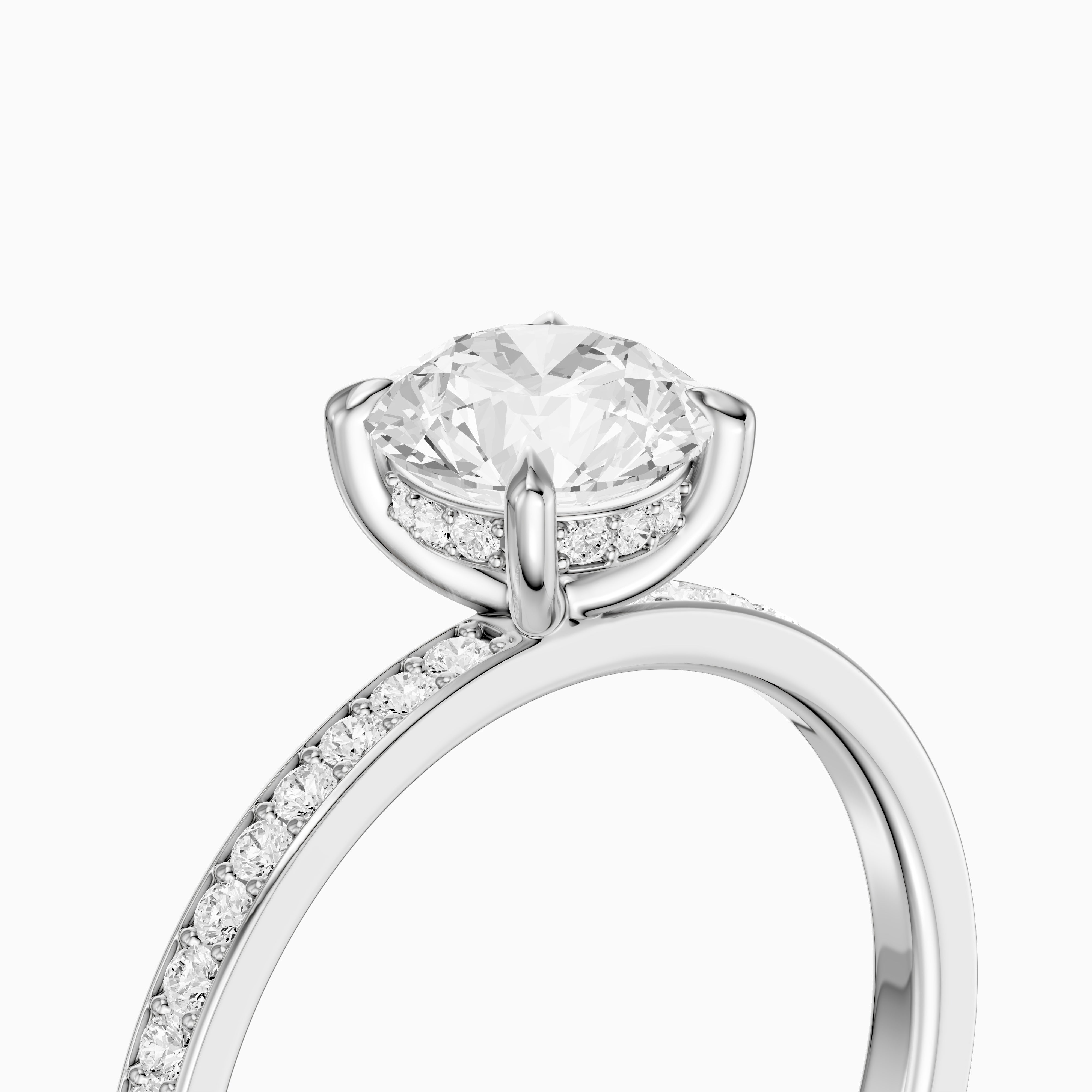 Mariel Round Cut Hidden Halo Channel Set Moissanite Diamond Ring