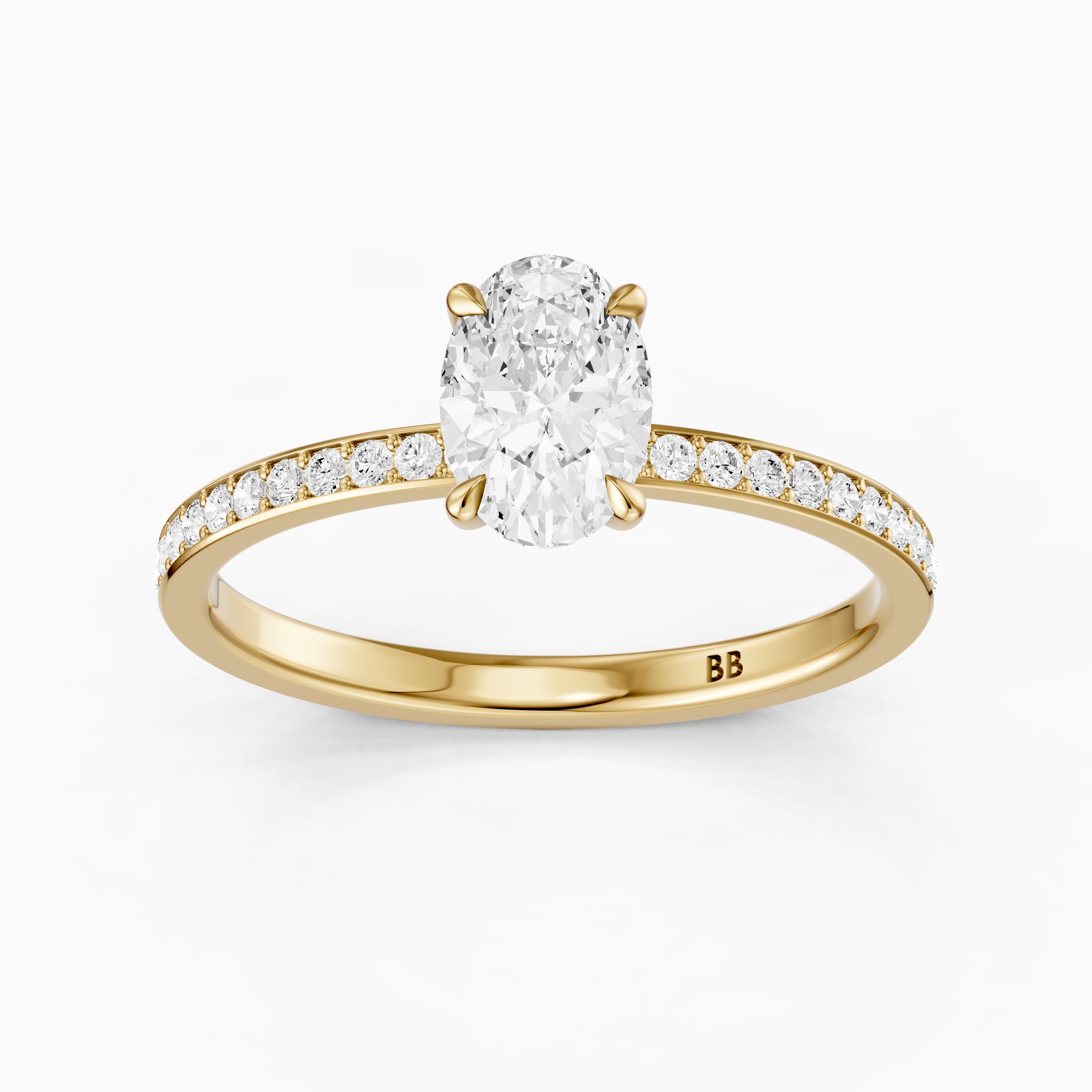 Maliya Oval Cut Hidden Halo Channel Set Lab Grown Diamond Ring