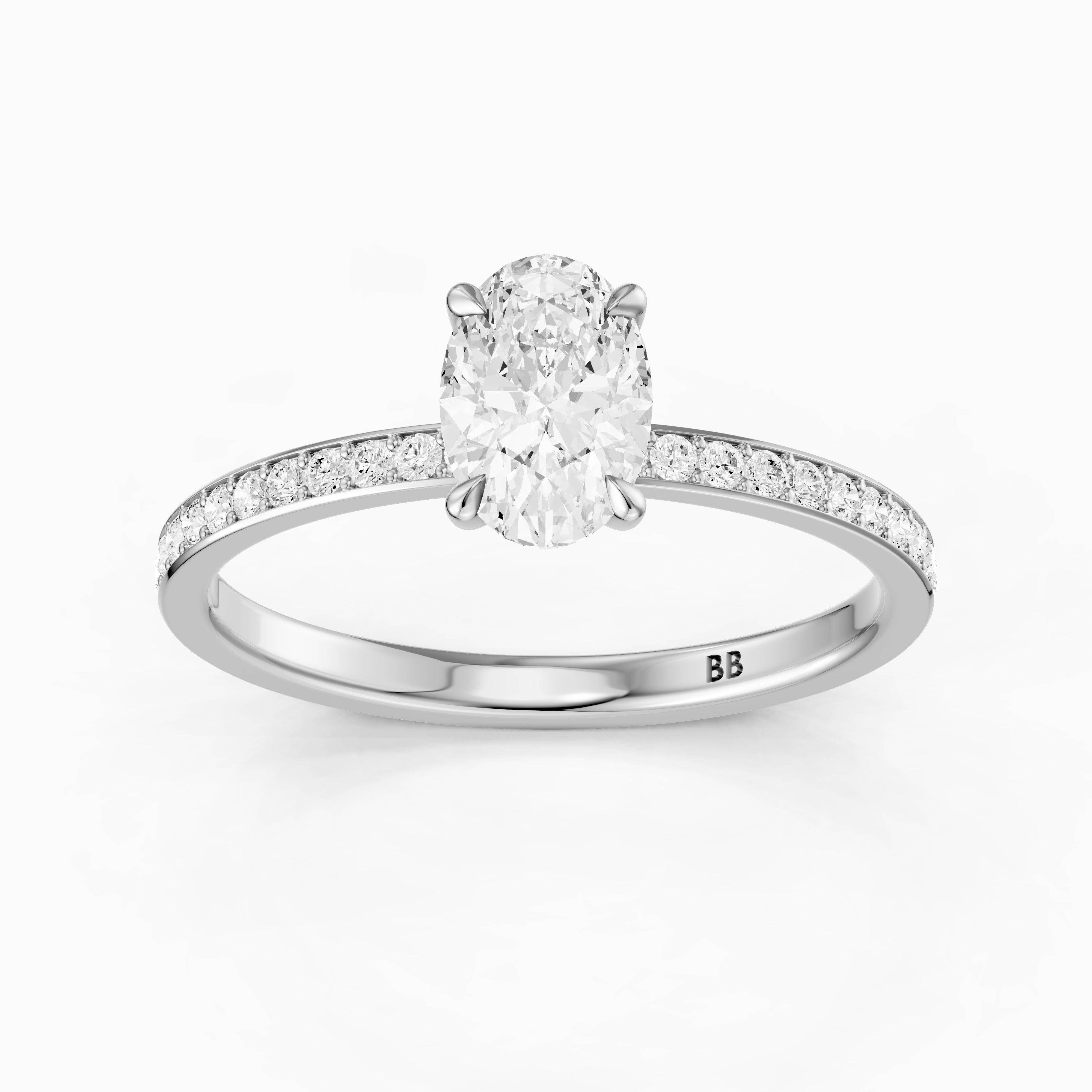Maliya Oval Cut Hidden Halo Channel Set Lab Grown Diamond Ring
