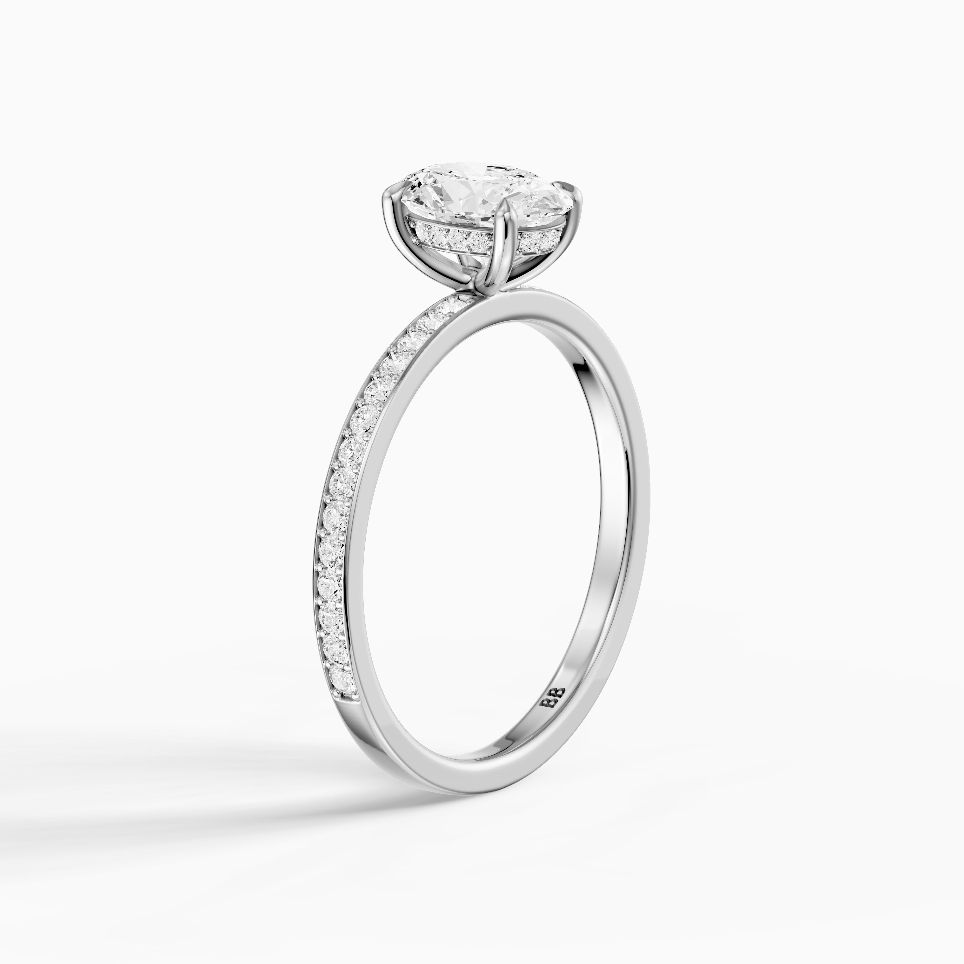 Maliya Oval Cut Hidden Halo Channel Set Lab Grown Diamond Ring