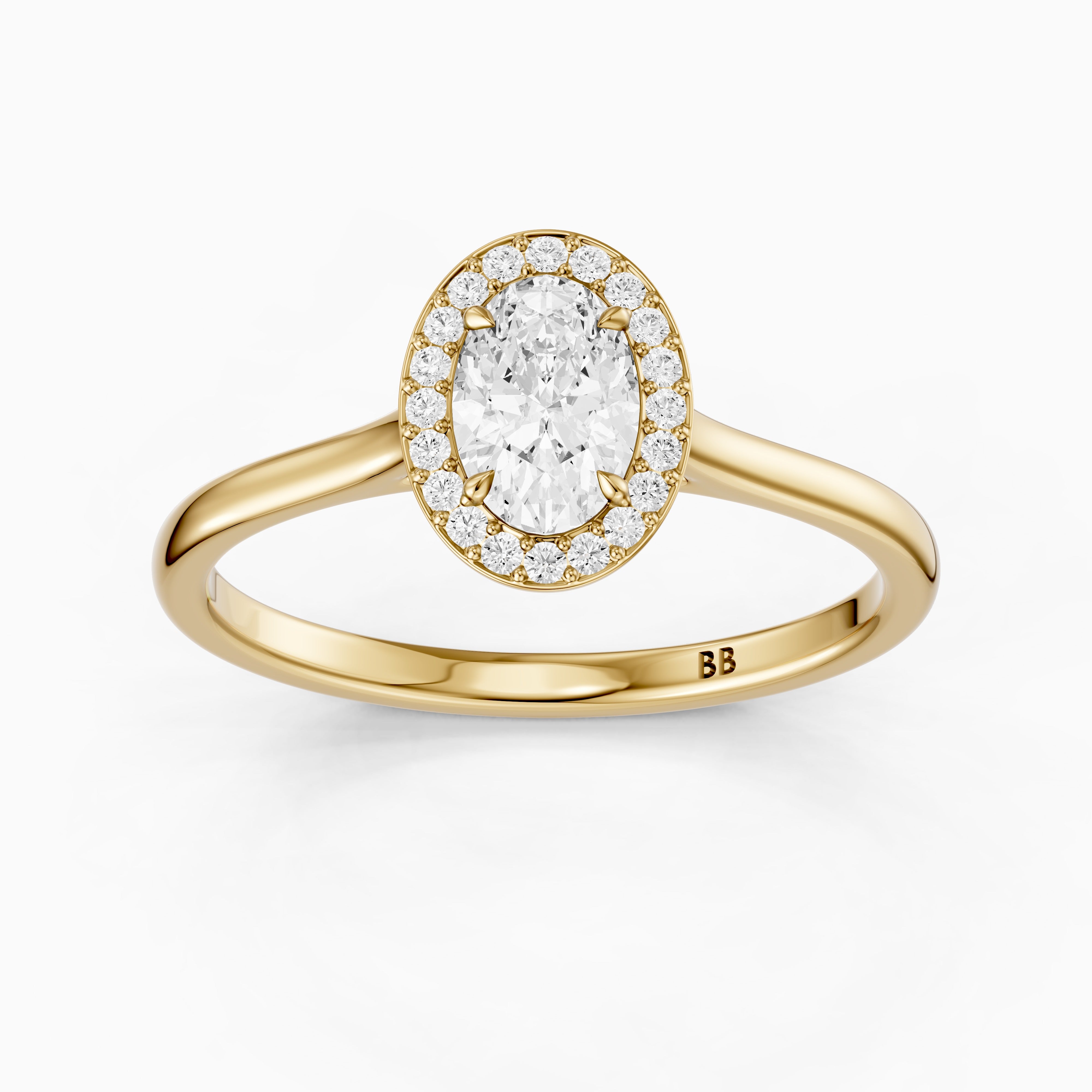 Kenley Oval Cut Halo Cathedral Moissanite Diamond Ring