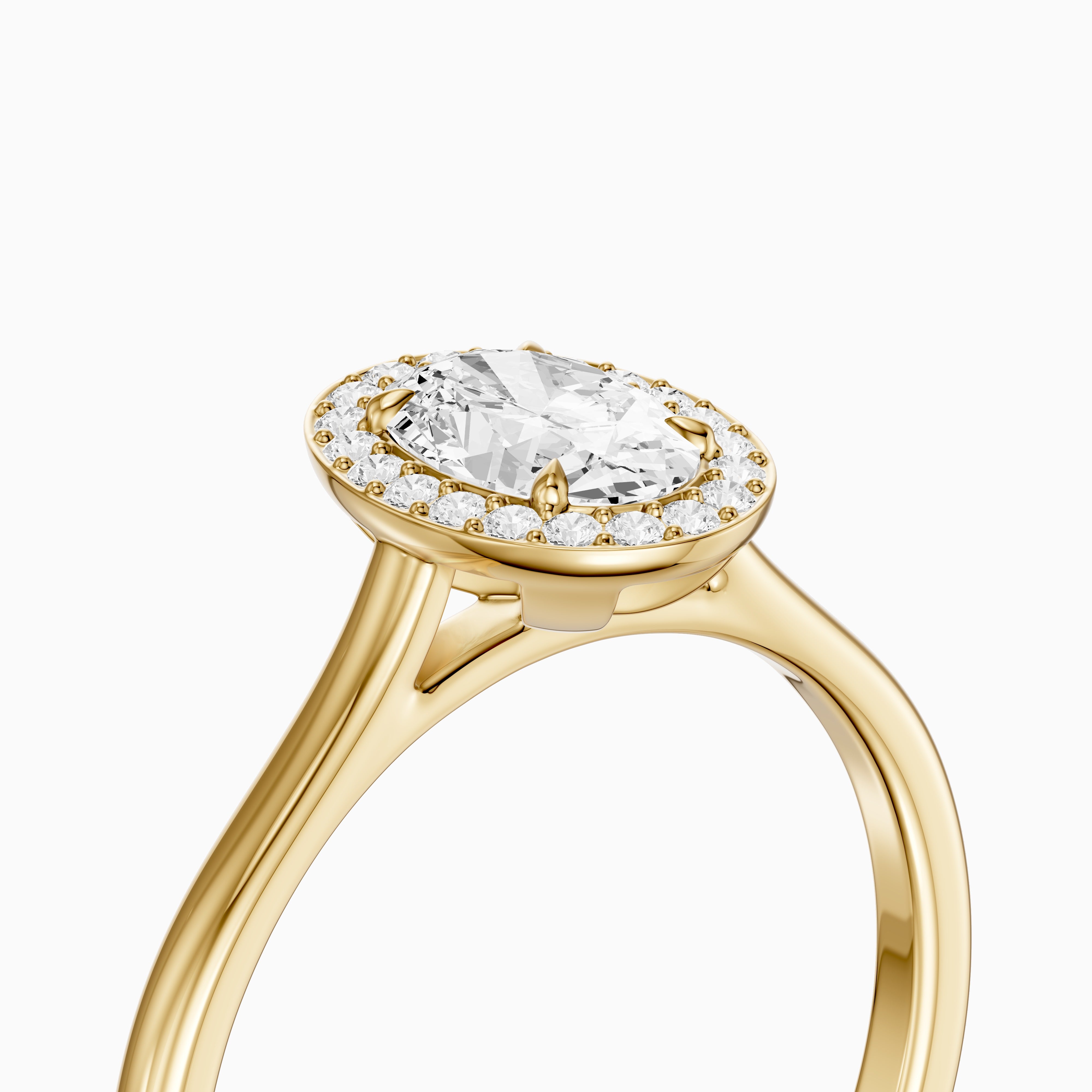 Kenley Oval Cut Halo Cathedral Moissanite Diamond Ring