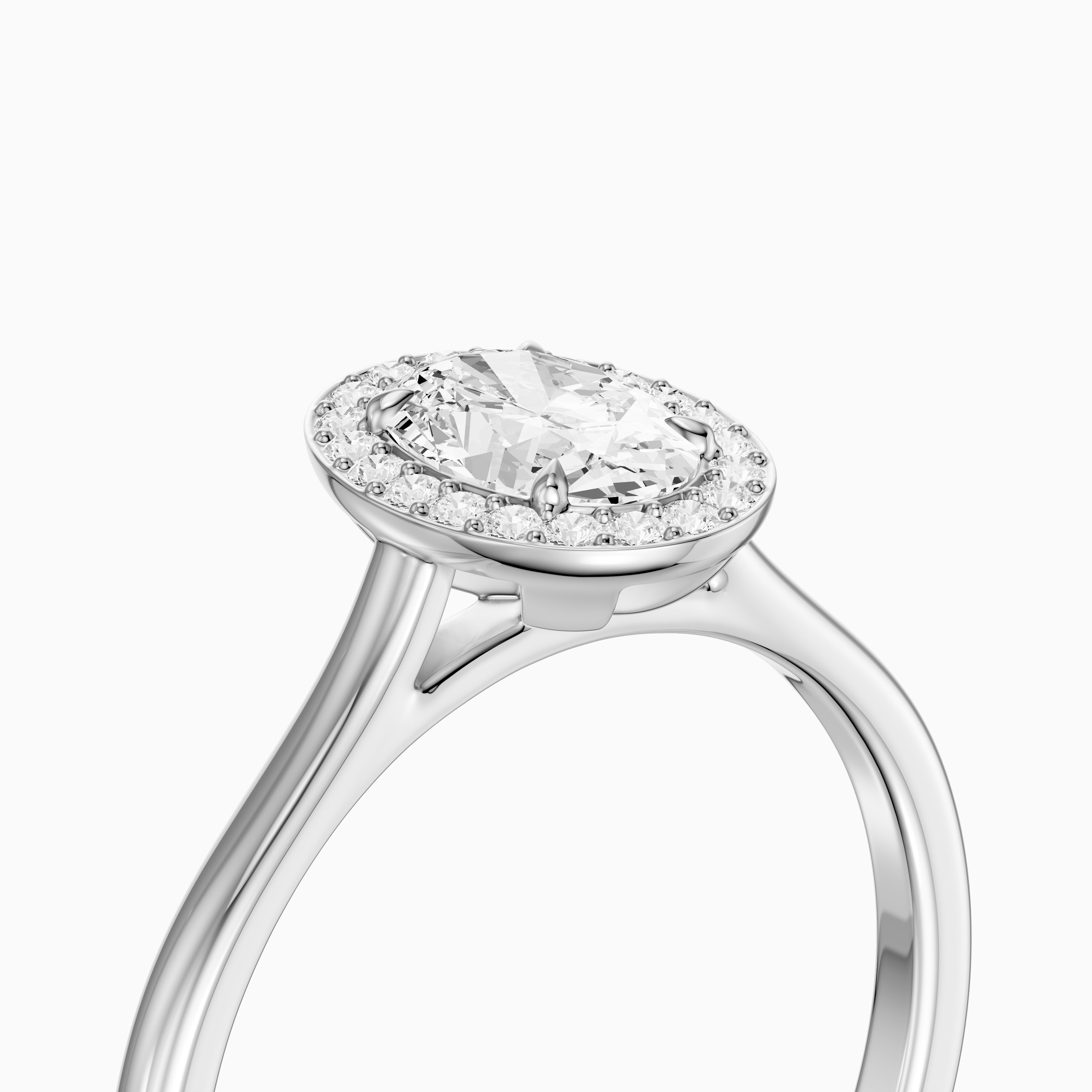 Kenley Oval Cut Halo Cathedral Moissanite Diamond Ring