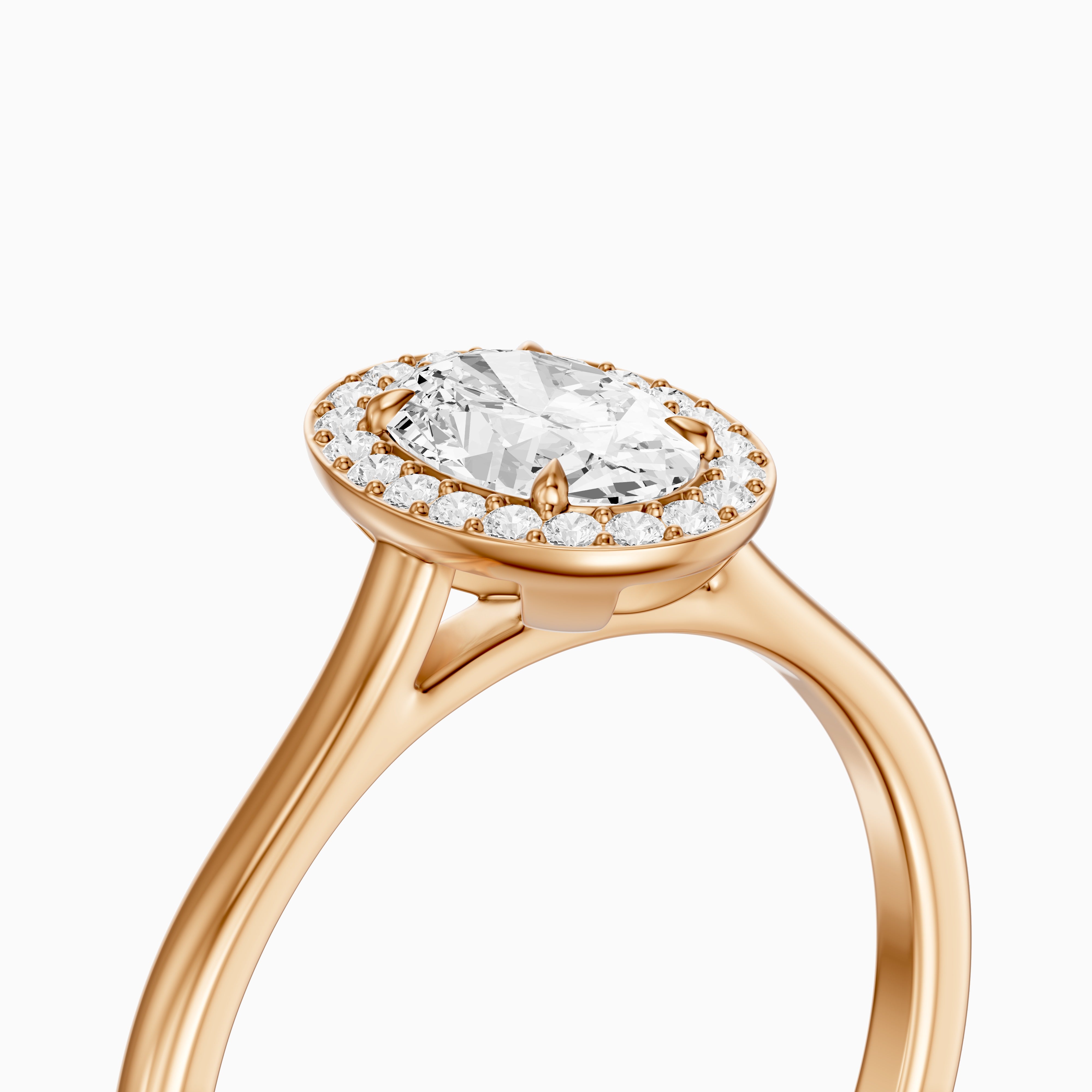 Kenley Oval Cut Halo Cathedral Moissanite Diamond Ring
