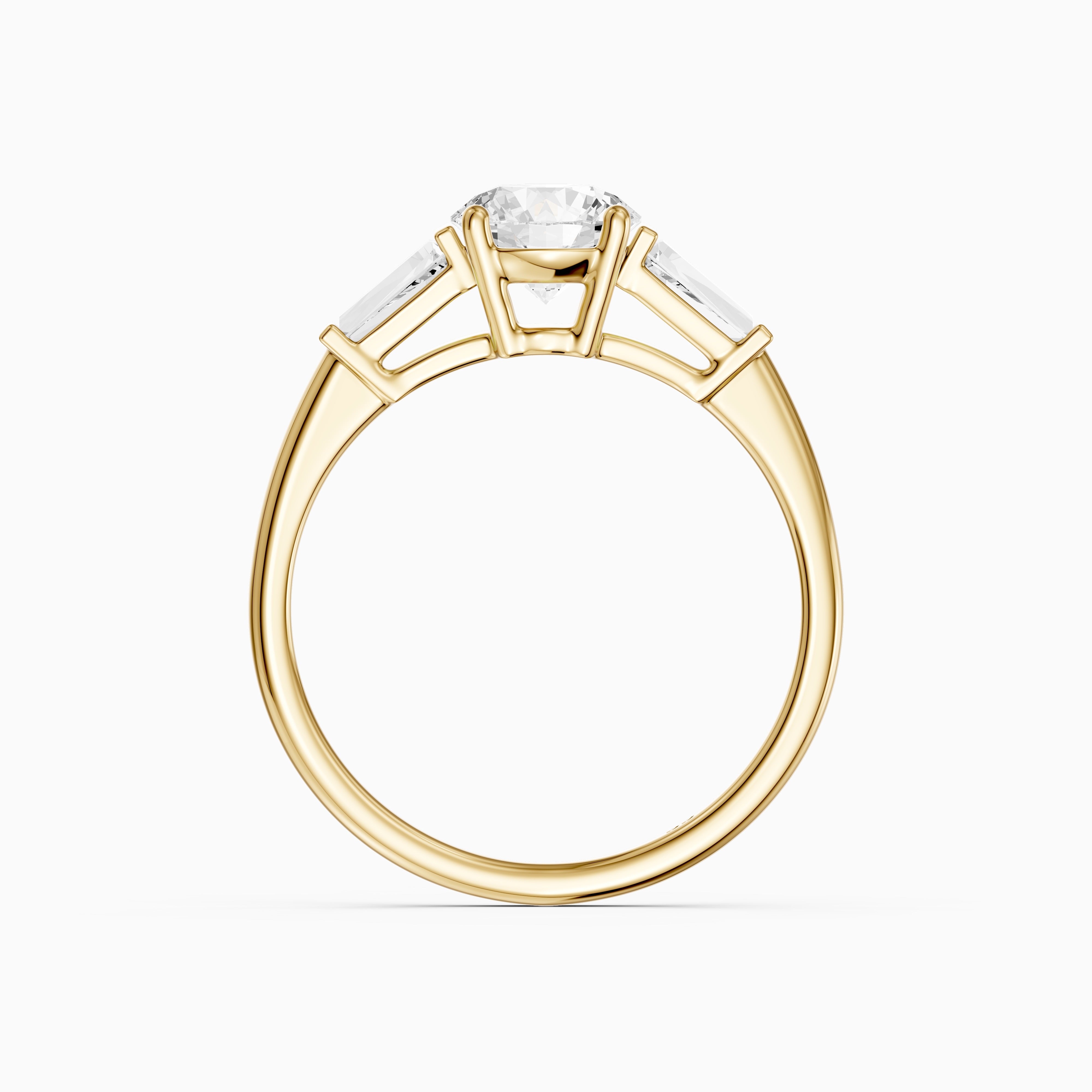 Kelcie Round 3 Stone Lab Grown Diamond Ring With Baguette Side Stones