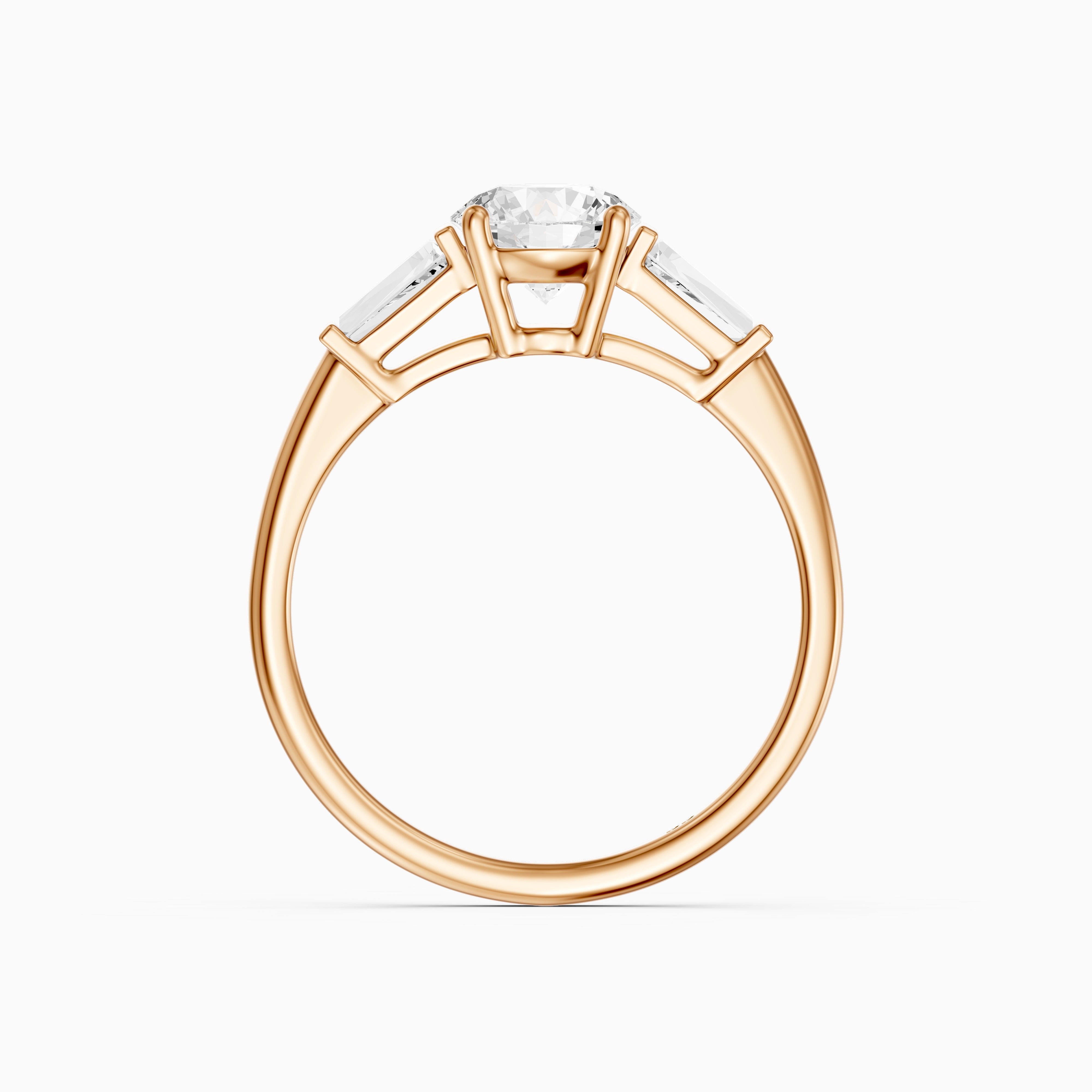 Kelcie Round 3 Stone Lab Grown Diamond Ring With Baguette Side Stones
