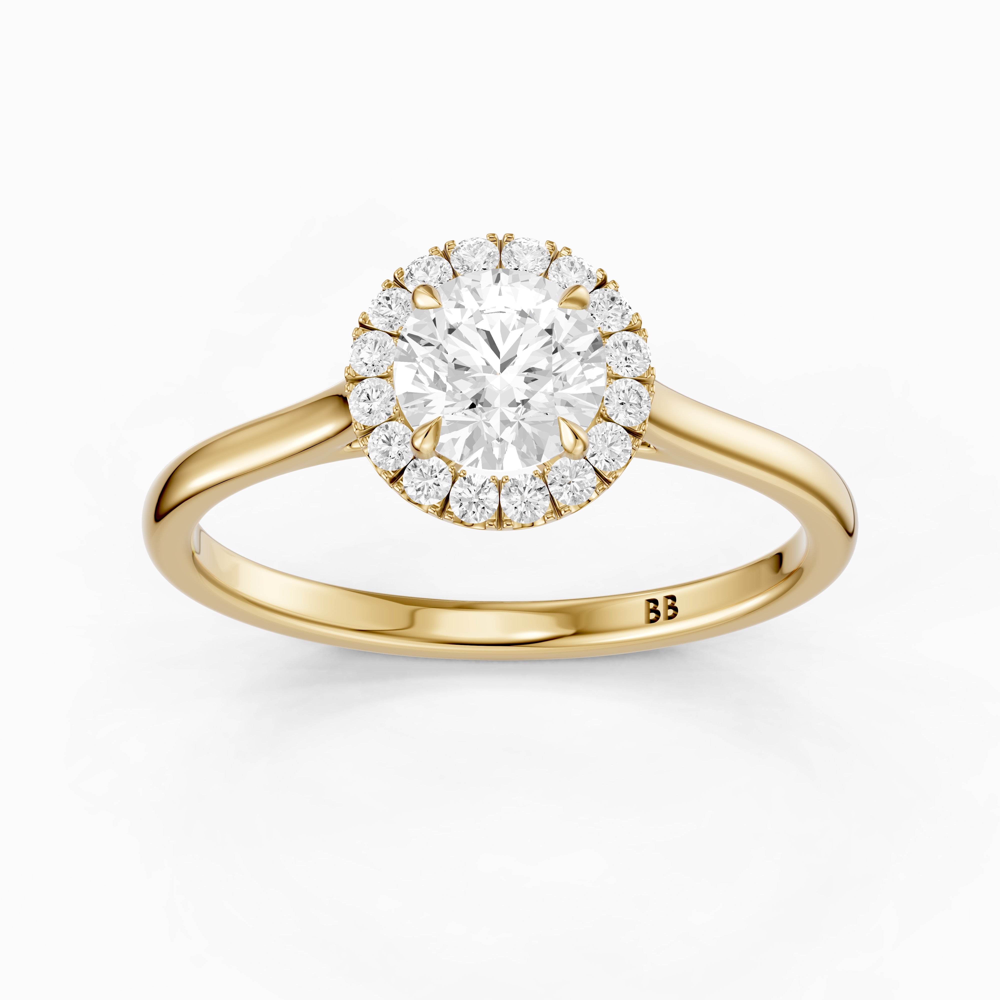 Karina Round Cut Halo Cathedral Style Moissanite Diamond Ring