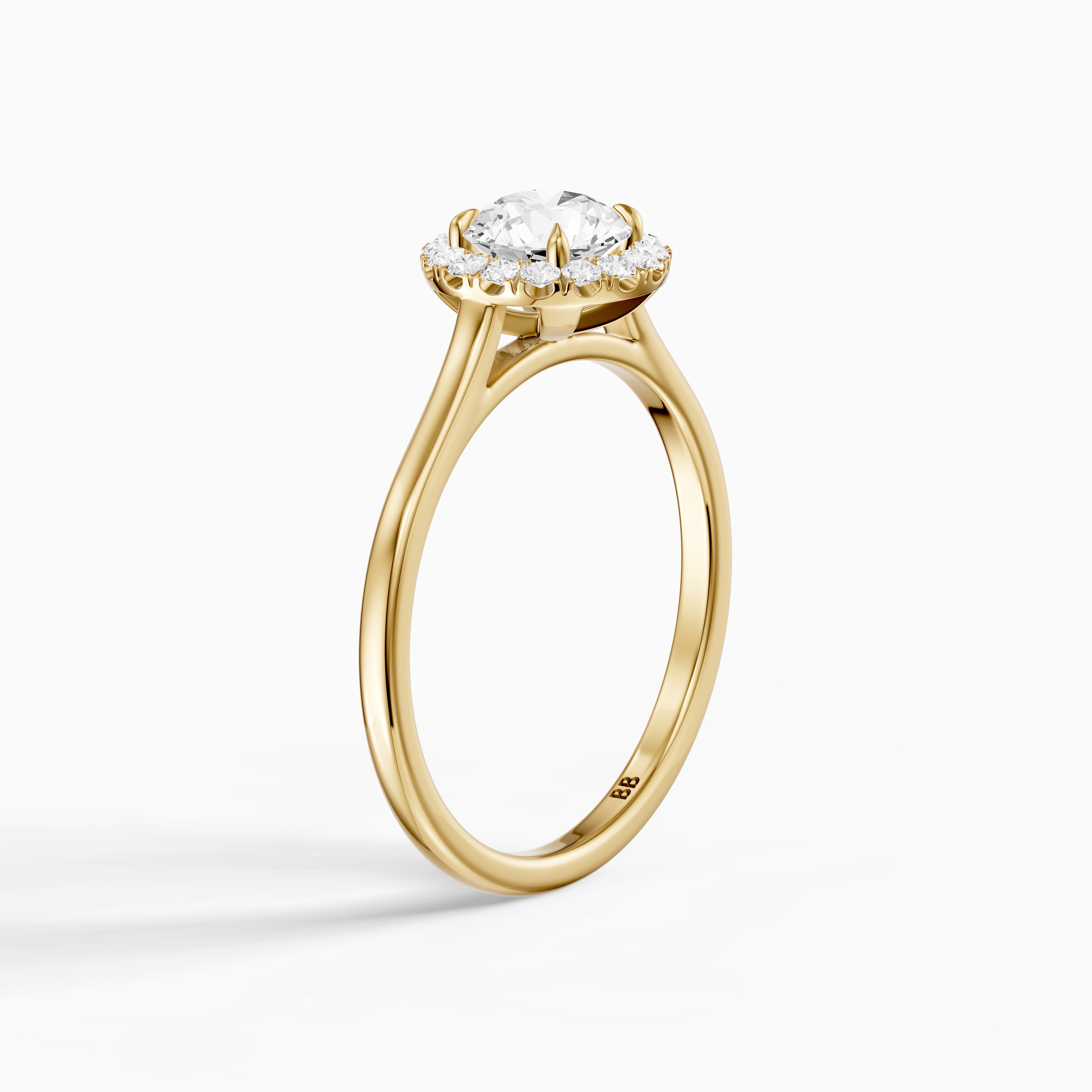 Karina Round Cut Halo Cathedral Style Moissanite Diamond Ring