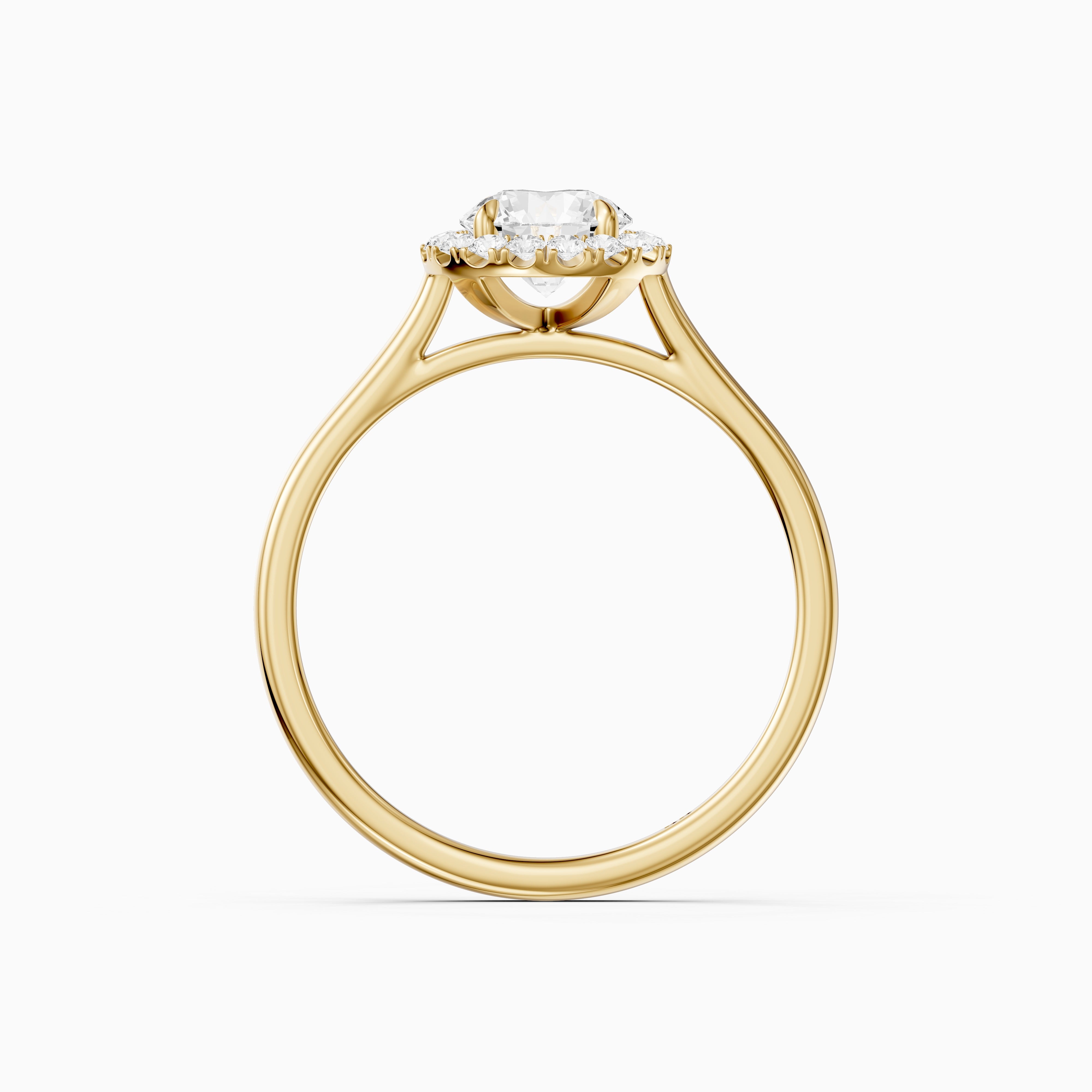 Karina Round Cut Halo Cathedral Style Moissanite Diamond Ring