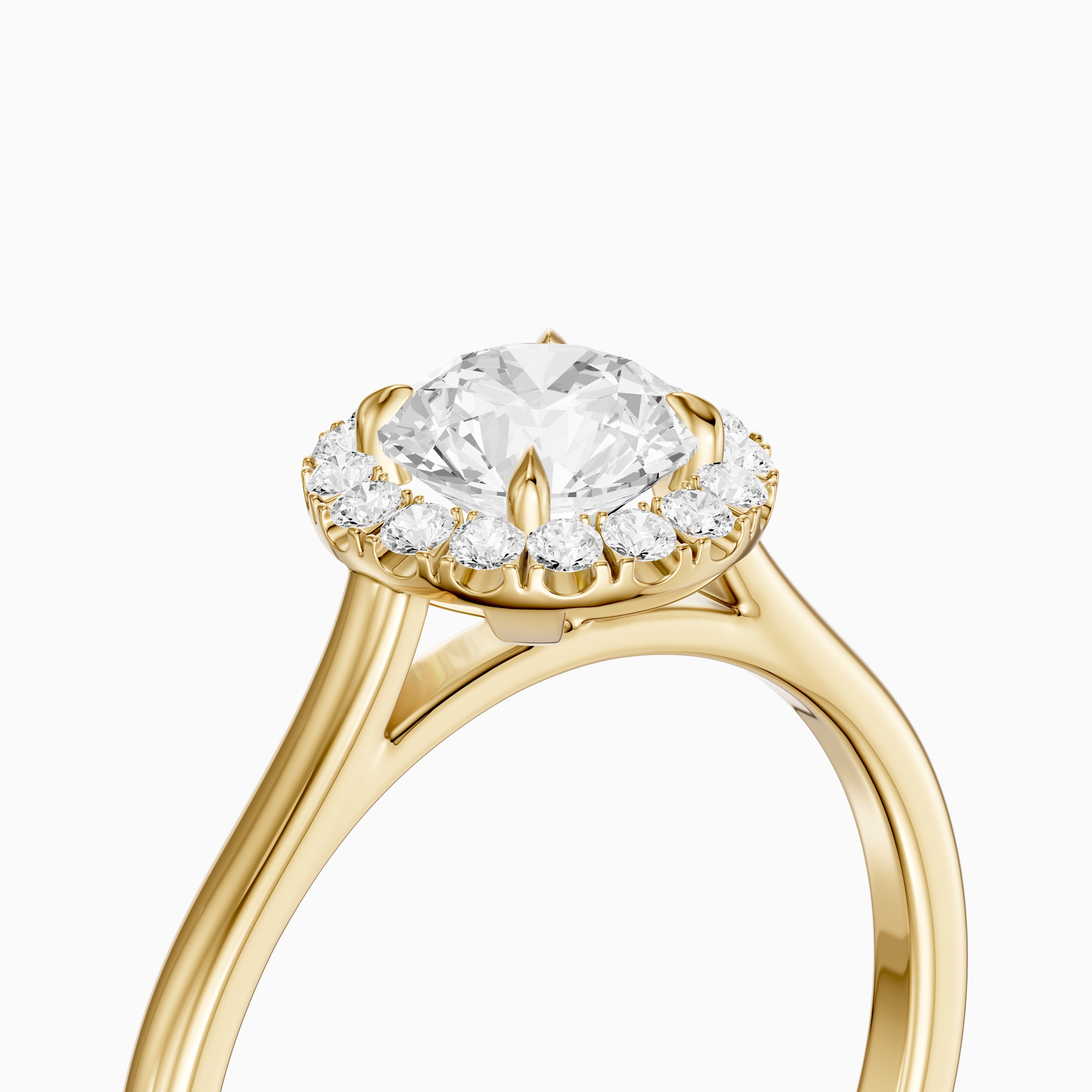 Karina Round Cut Halo Cathedral Style Moissanite Diamond Ring