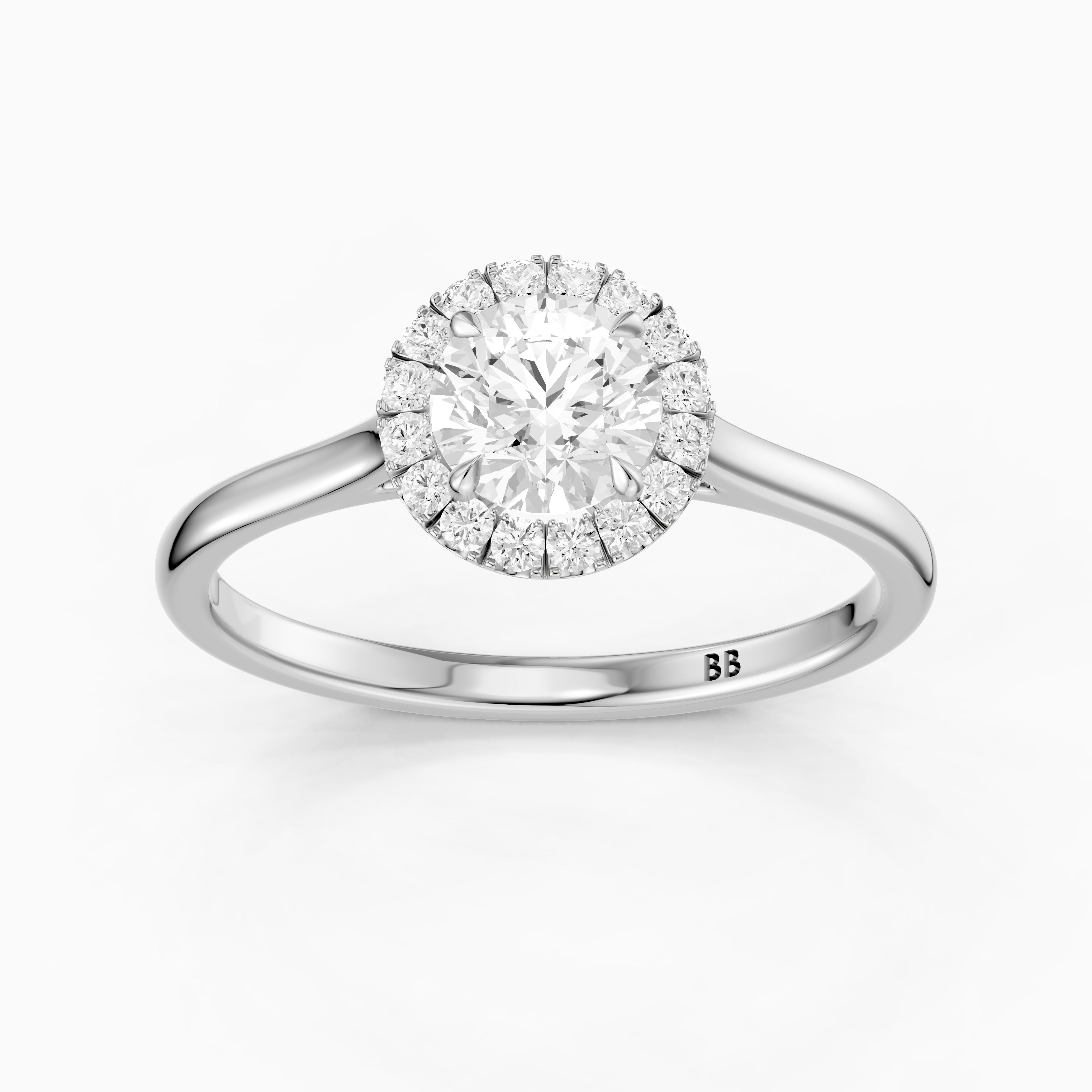 Karina Round Cut Halo Cathedral Style Moissanite Diamond Ring
