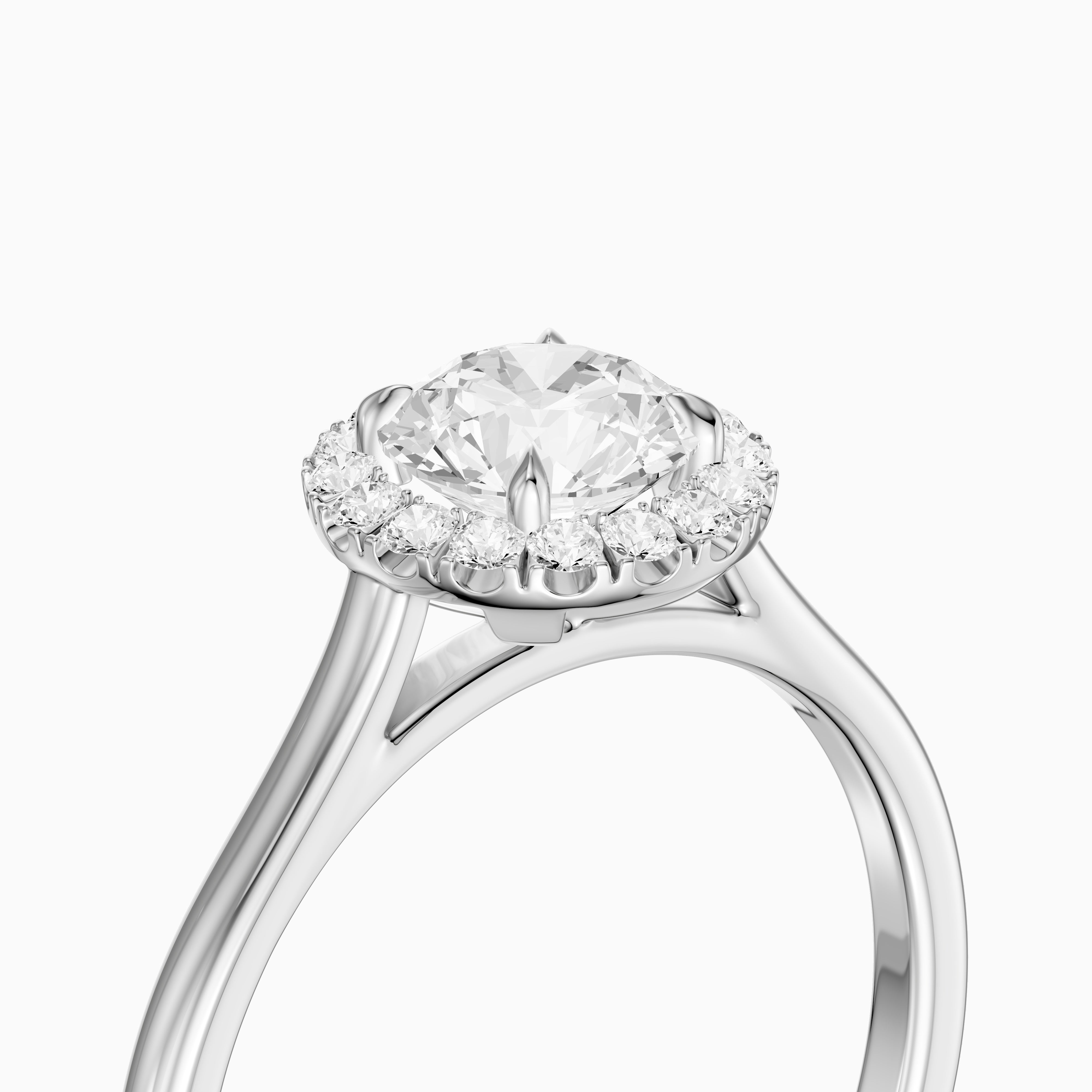 Karina Round Cut Halo Cathedral Style Moissanite Diamond Ring