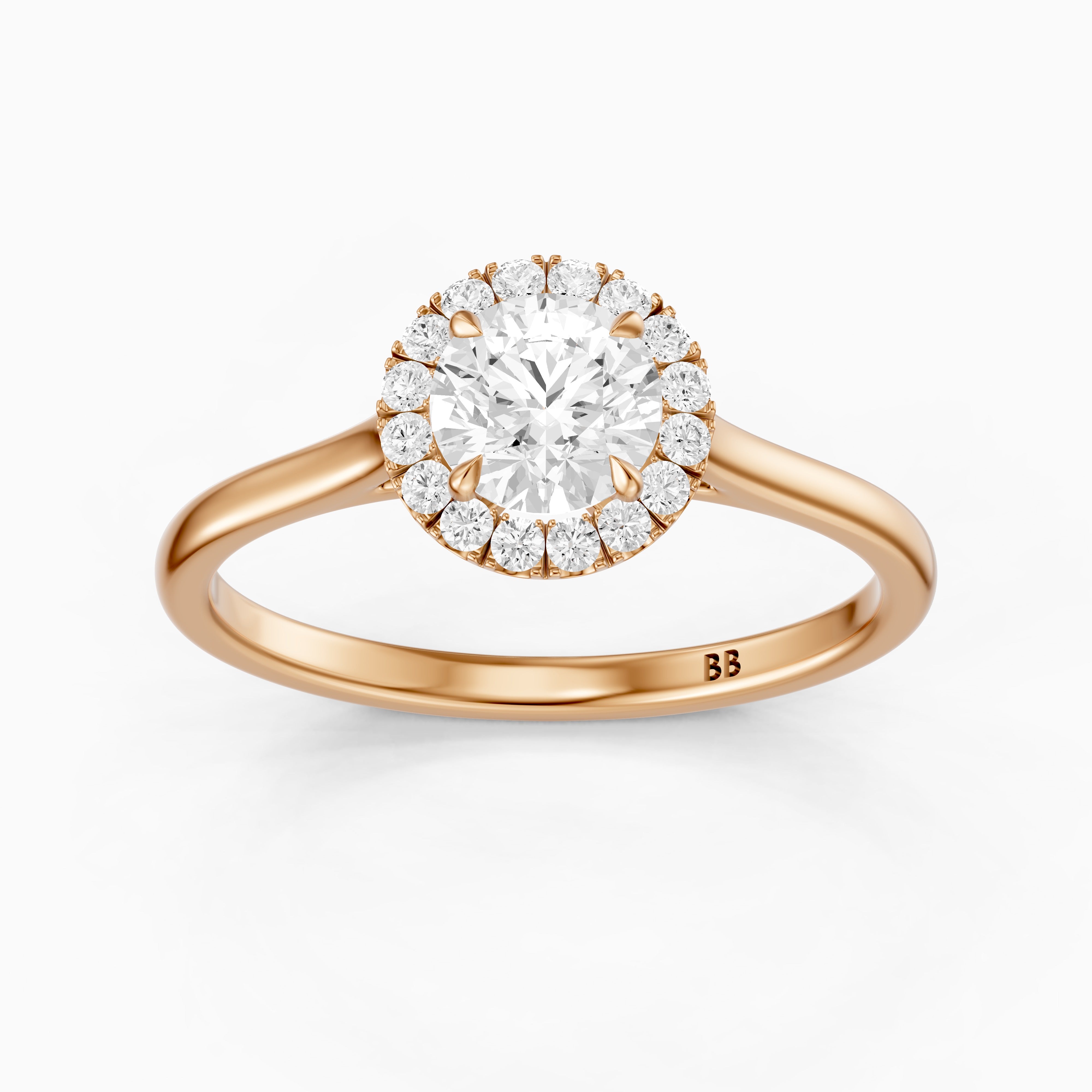 Karina Round Cut Halo Cathedral Style Moissanite Diamond Ring