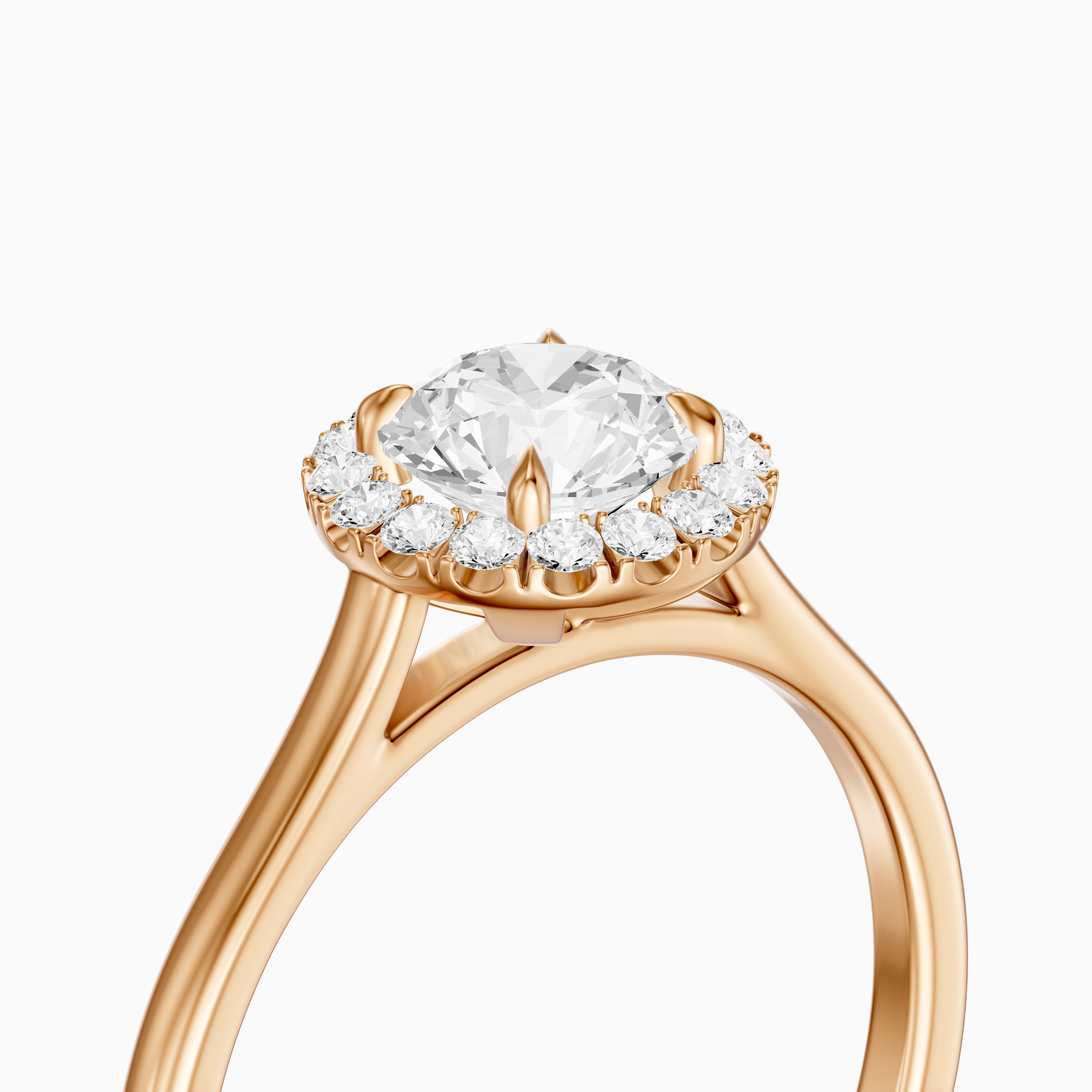 Karina Round Cut Halo Cathedral Style Moissanite Diamond Ring