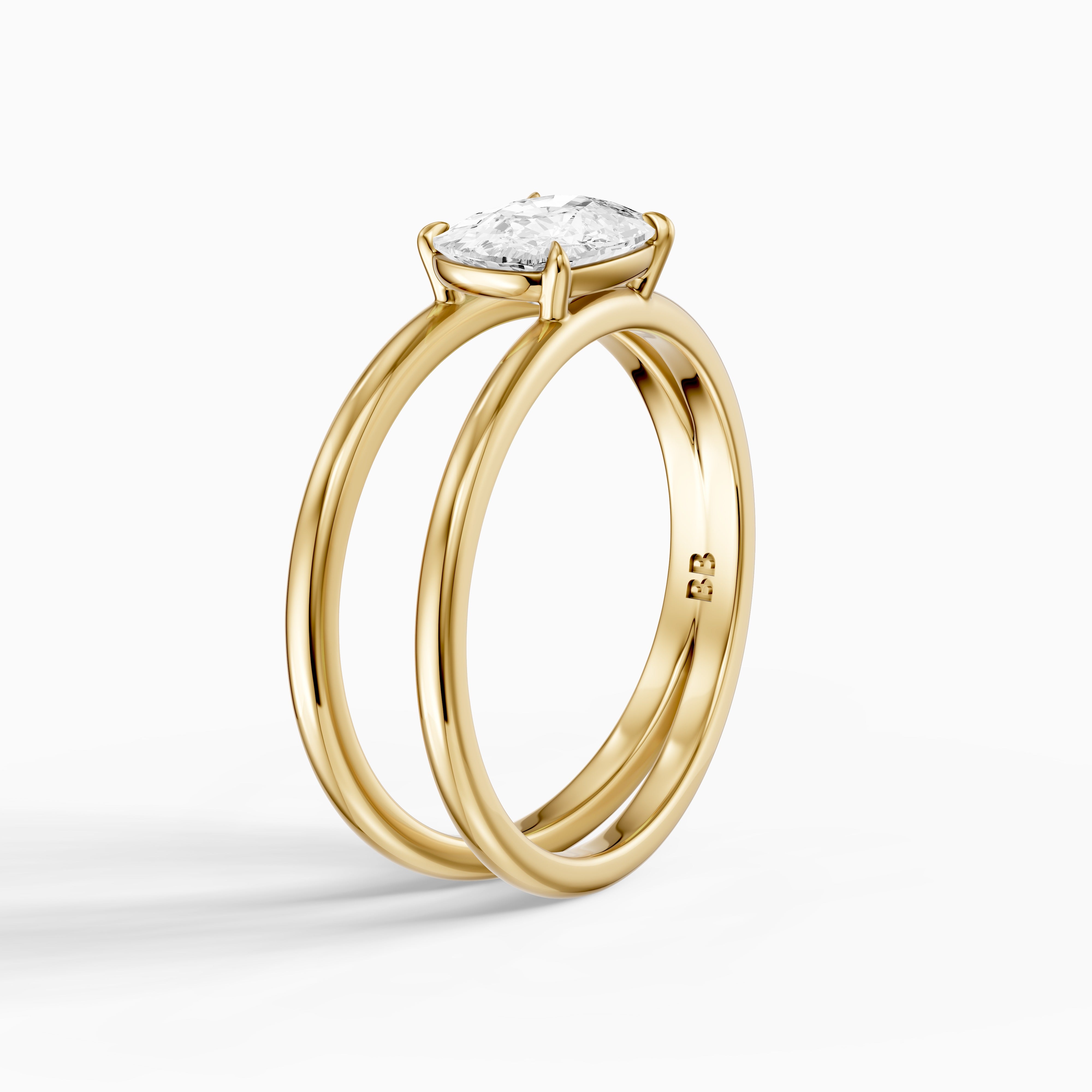 Zara Elongated Cushion Cut Moissanite Diamond Ring with Split Crossover Shank