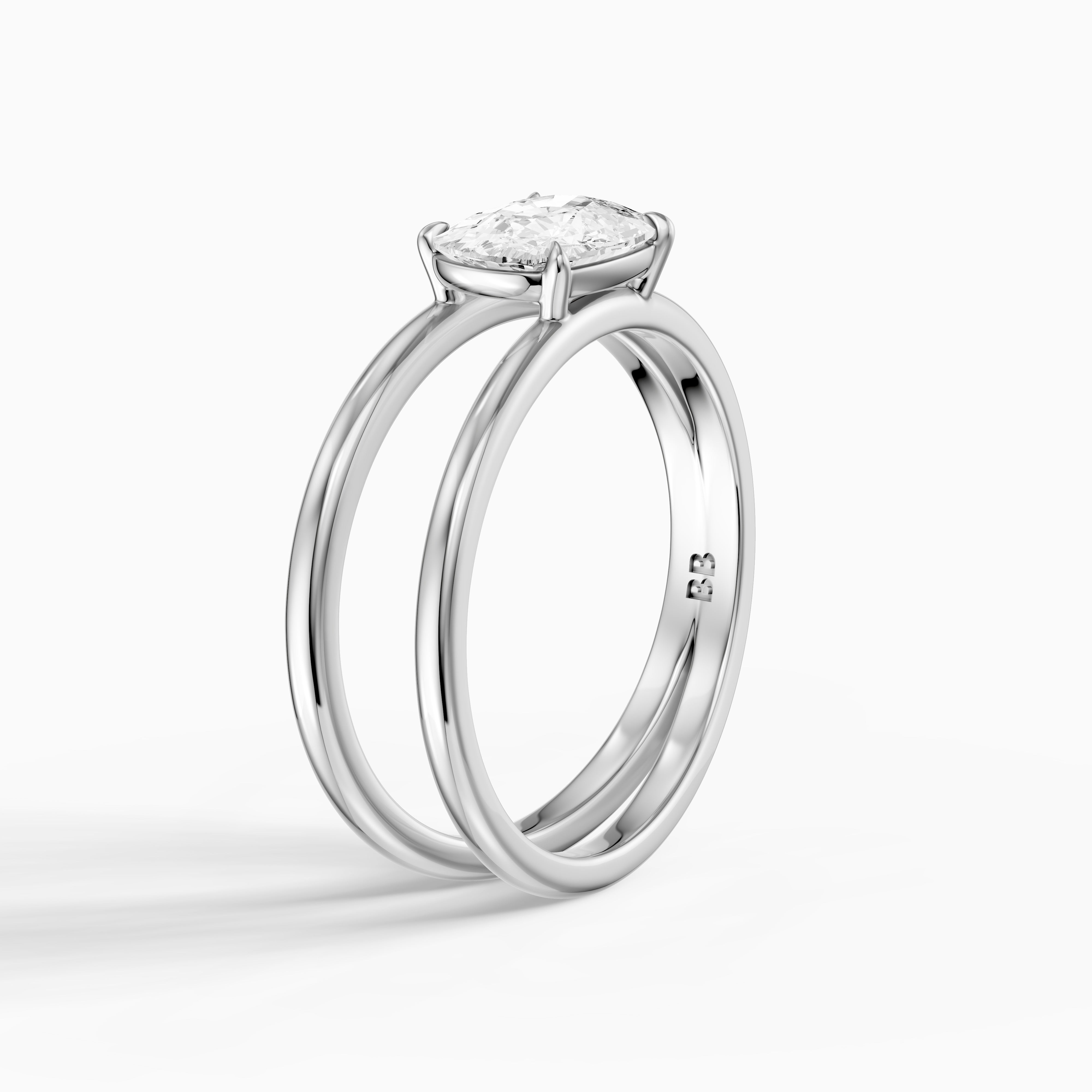 Zara Elongated Cushion Cut Moissanite Diamond Ring with Split Crossover Shank