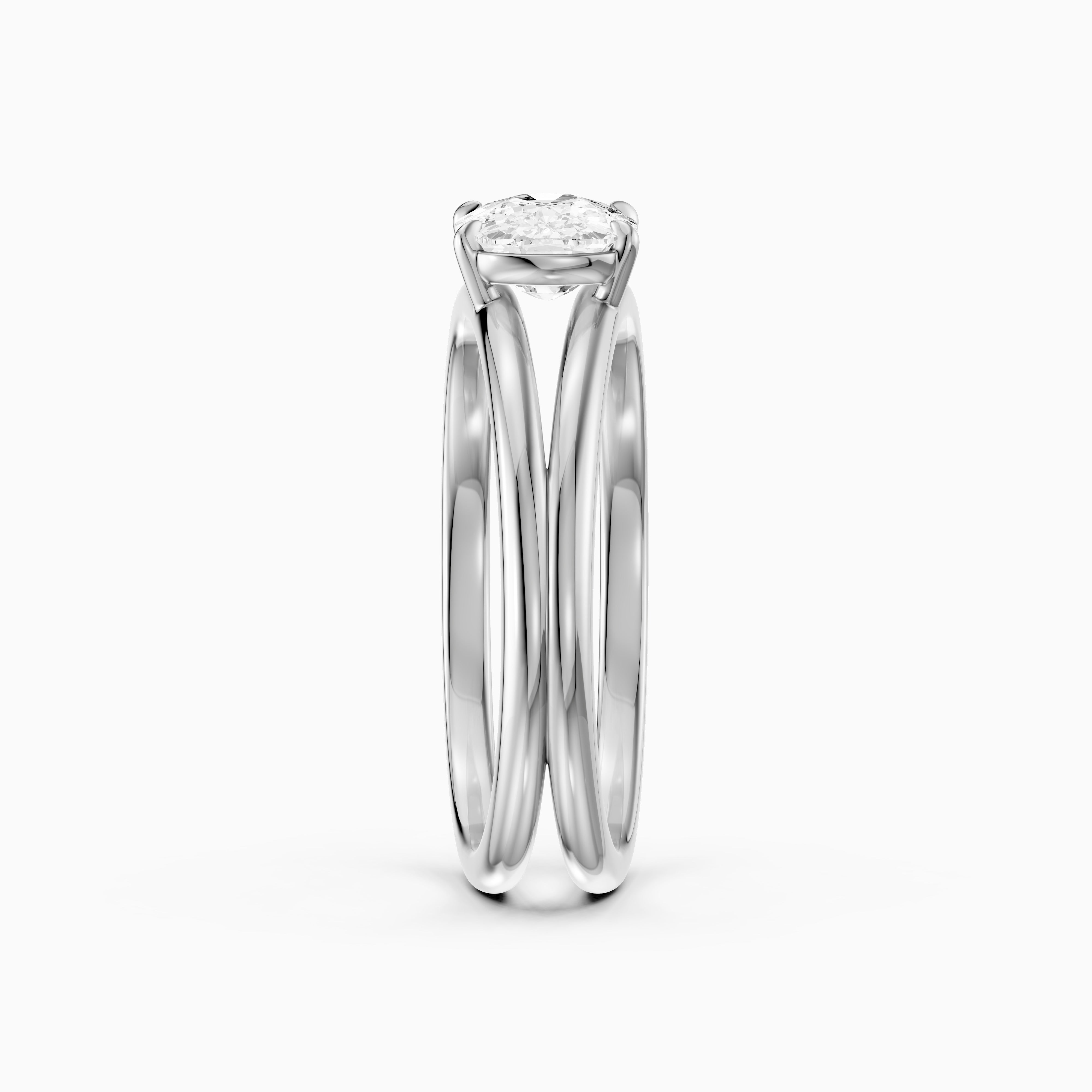 Zara Elongated Cushion Cut Moissanite Diamond Ring with Split Crossover Shank