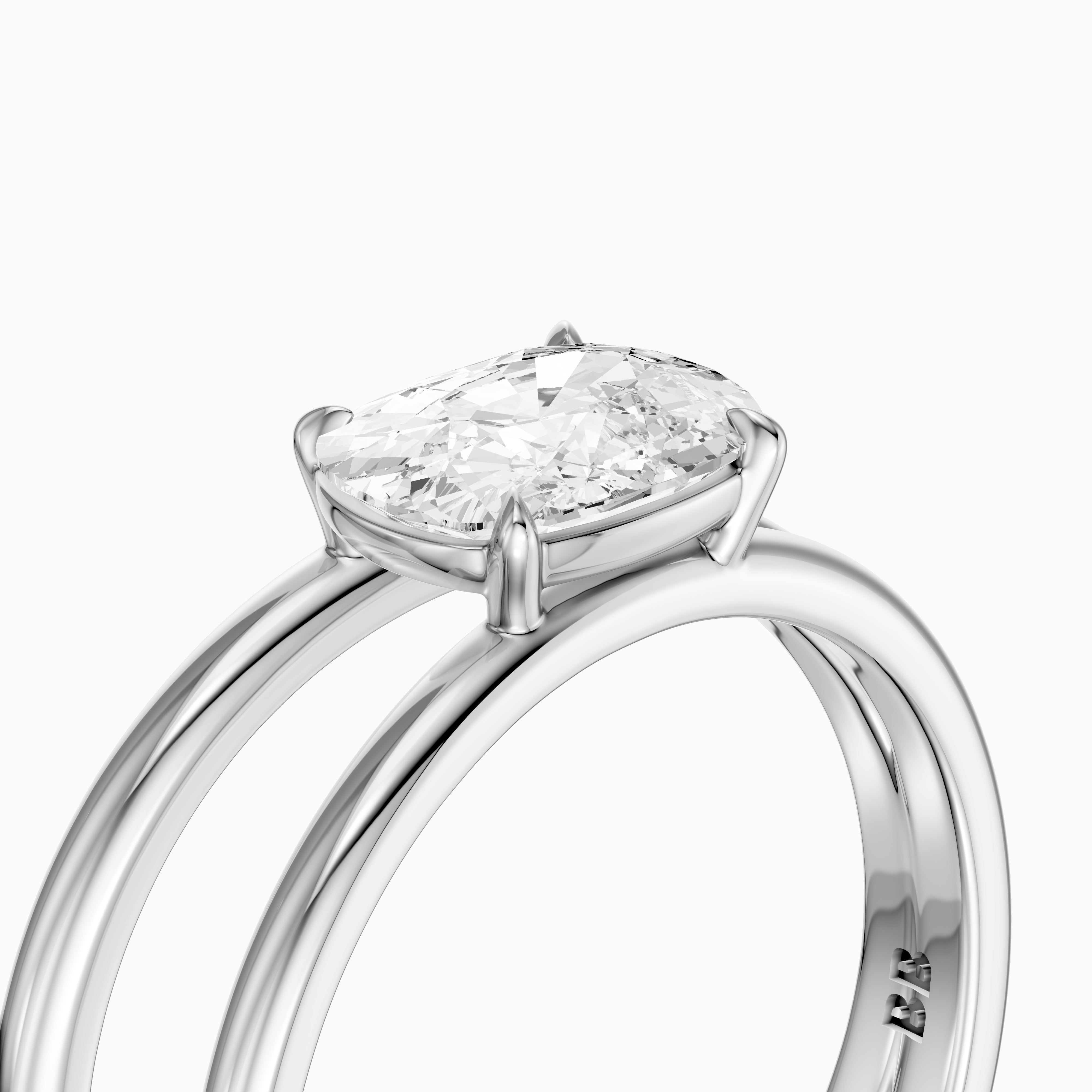 Zara Elongated Cushion Cut Moissanite Diamond Ring with Split Crossover Shank