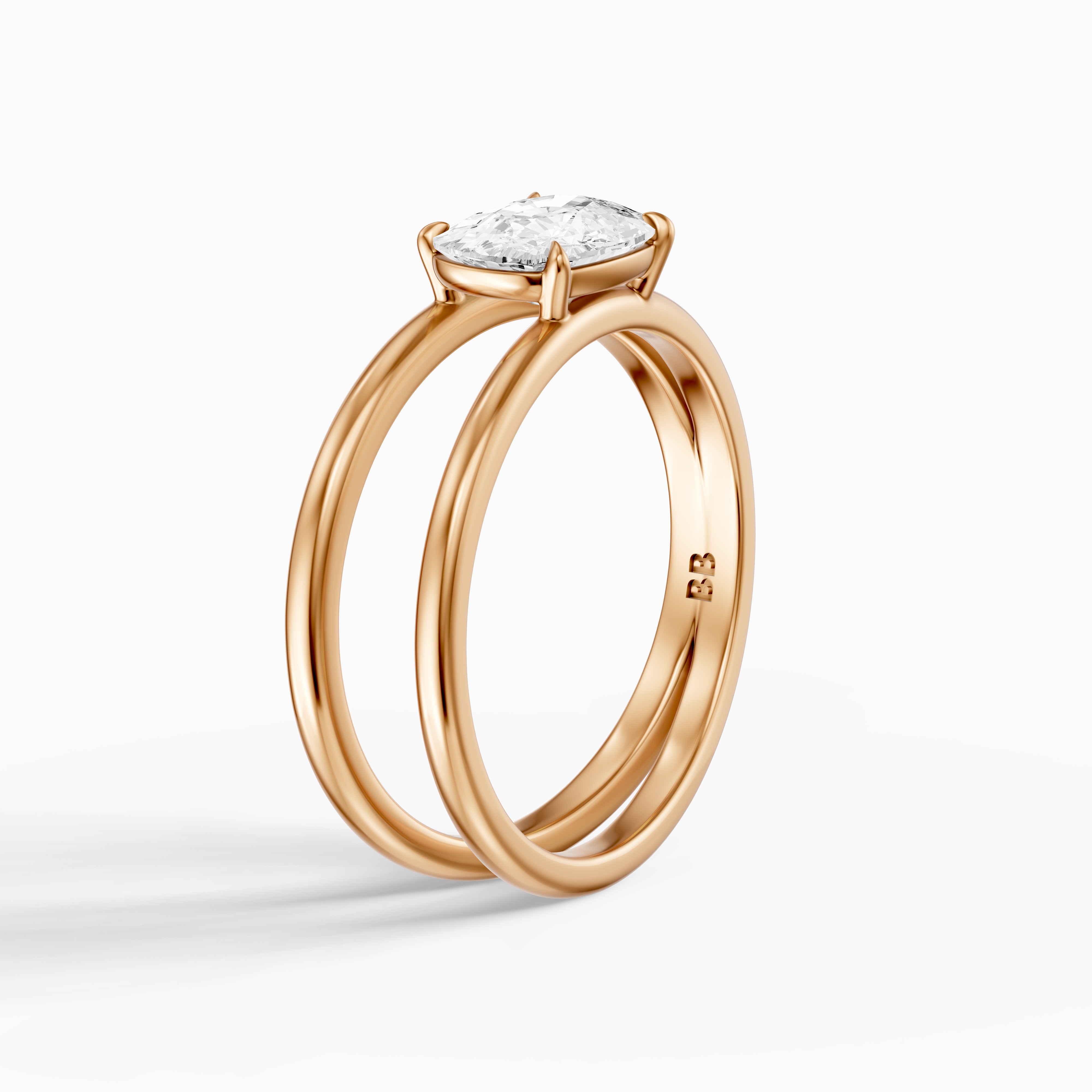 Zara Elongated Cushion Cut Moissanite Diamond Ring with Split Crossover Shank