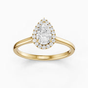Millie Pear Cut Halo Cathedral Style Lab Grown Diamond Ring