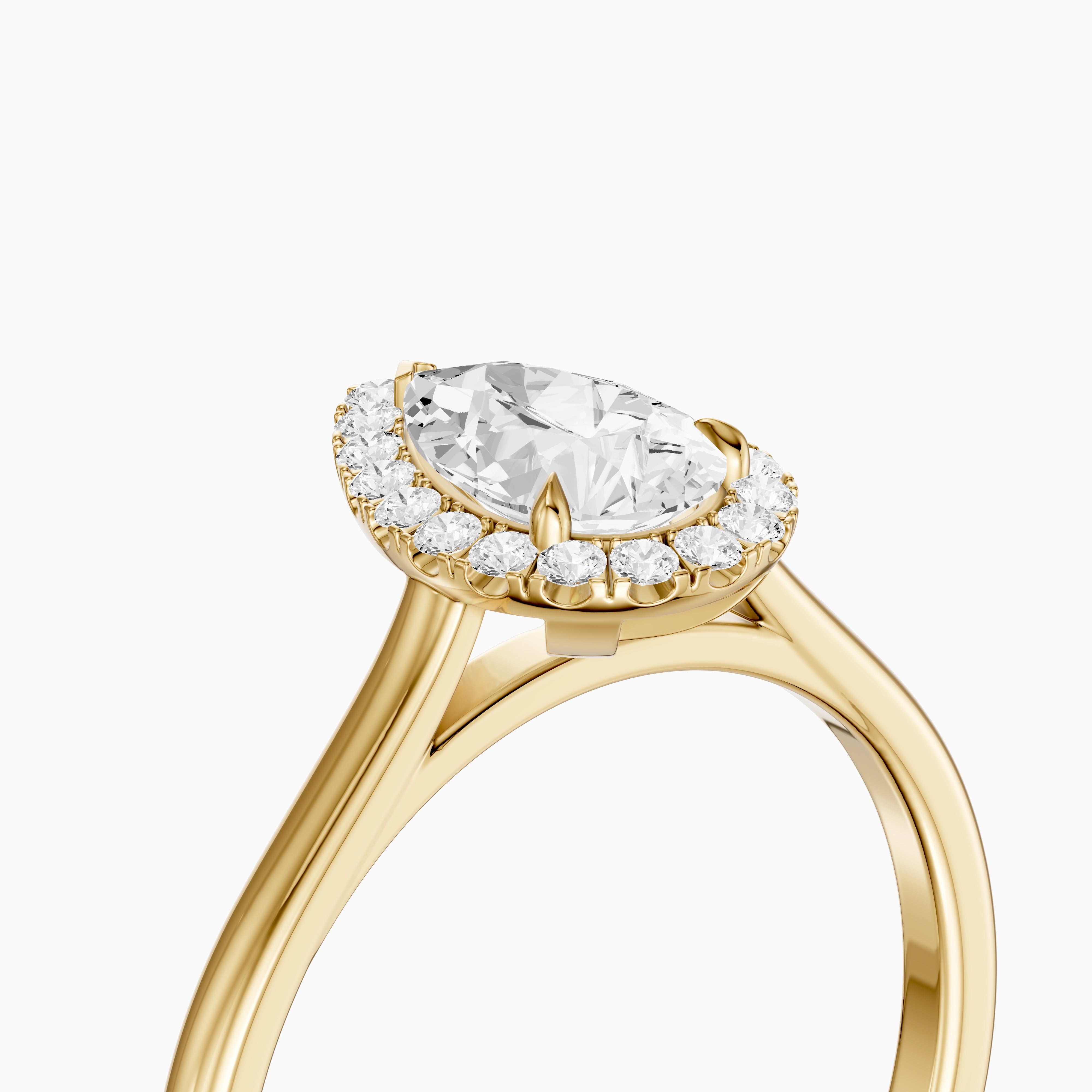 Millie Pear Cut Halo Cathedral Style Moissanite Diamond Ring