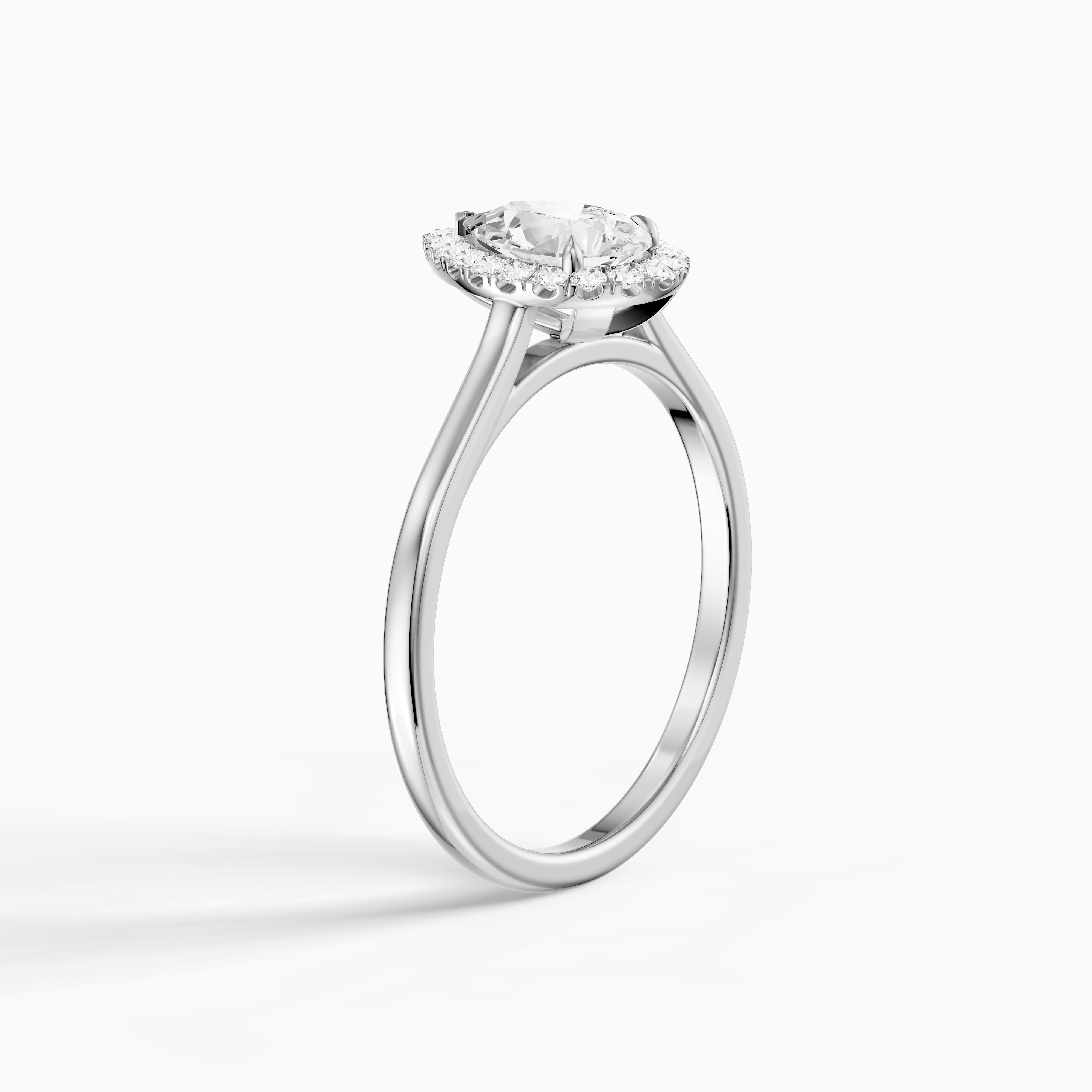 Millie Pear Cut Halo Cathedral Style Moissanite Diamond Ring